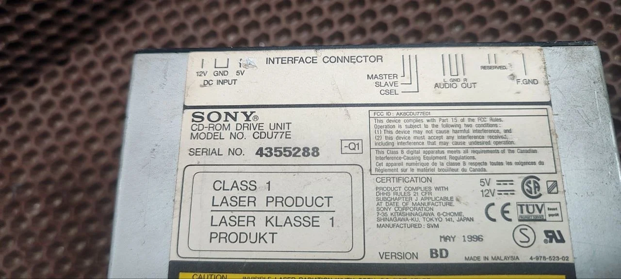 CD-ROM sony CDU77E IDE (1996г) рабочий - миниатюра 2