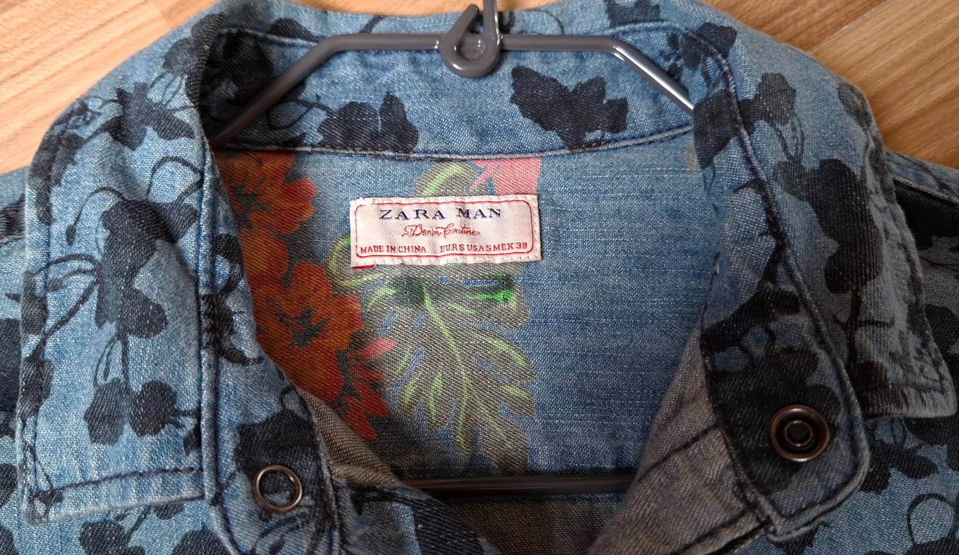 Джинсовая Рубашка ZARA, 100% Хлопок, Оригинал, Унисекс - миниатюра 3