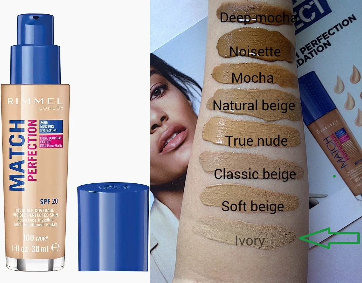 Новый Тональный Крем RIMMEL Match Perfection SPF20 №100 Ivory - миниатюра 4