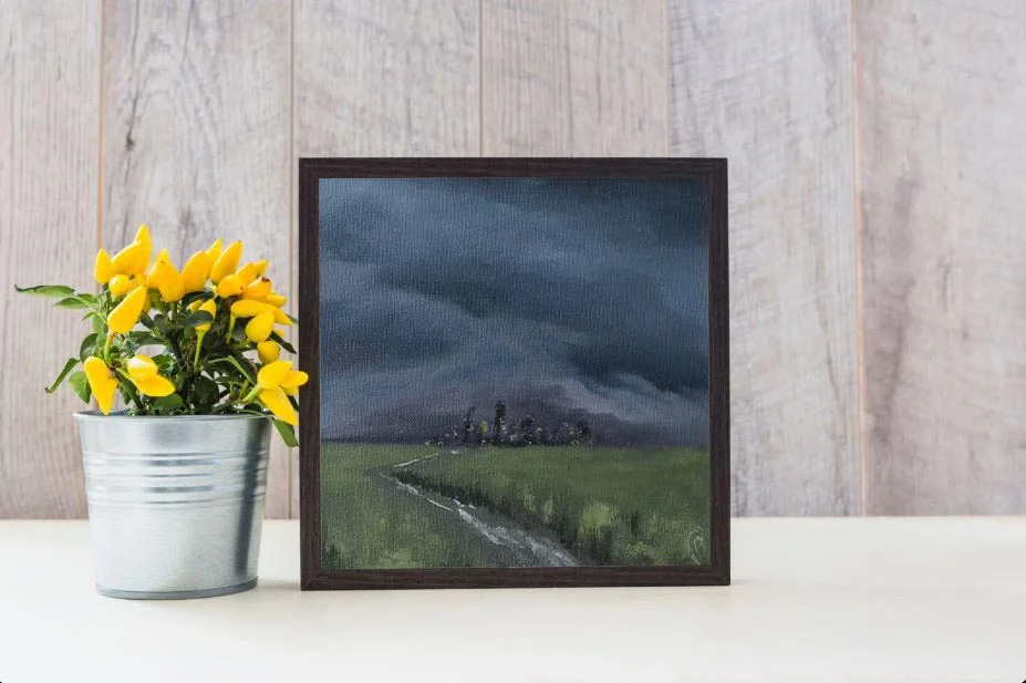 Картина Пейзаж "Город" акрил/холст 20х20 см - изображение 1
