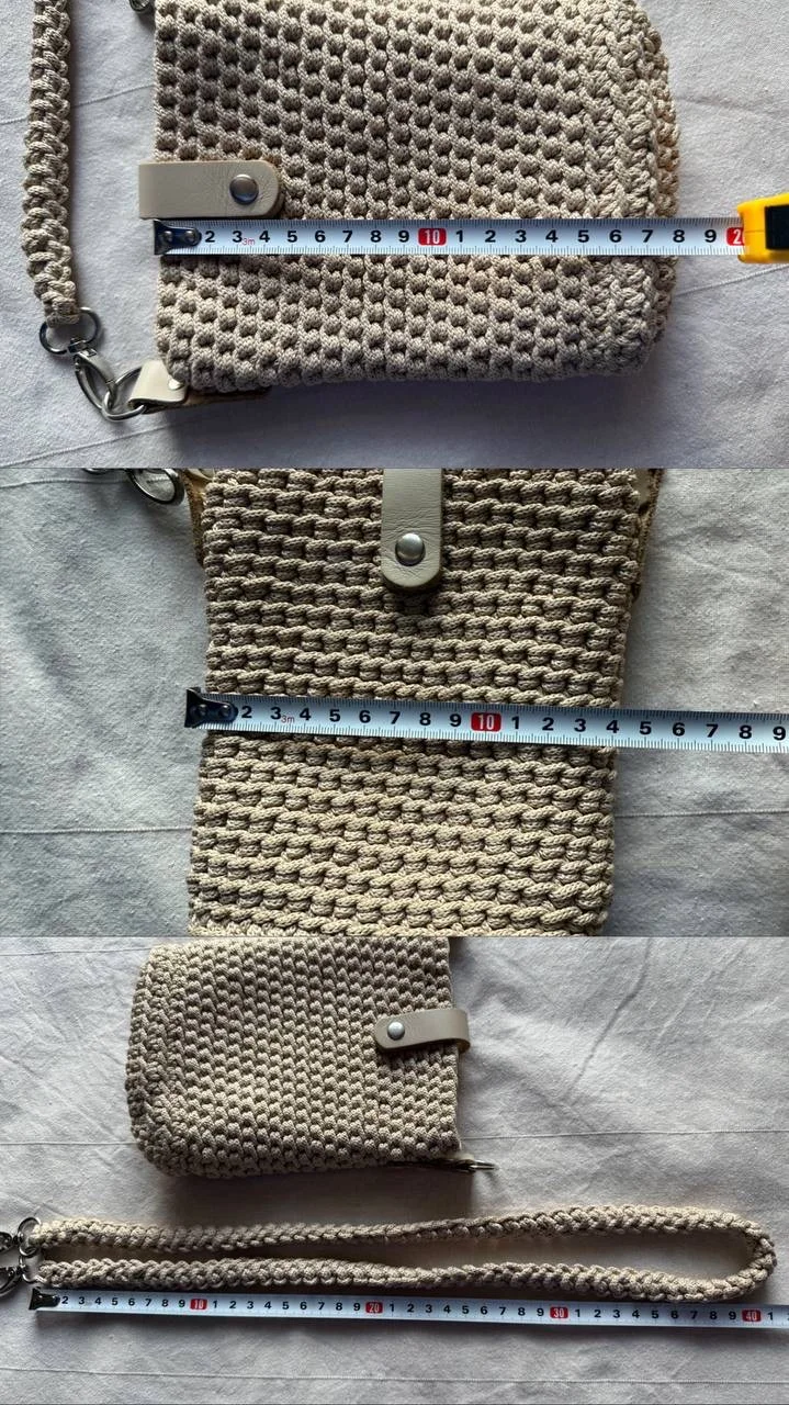 Сумка кросс боди вязаная крючком для телефона - миниатюра 10