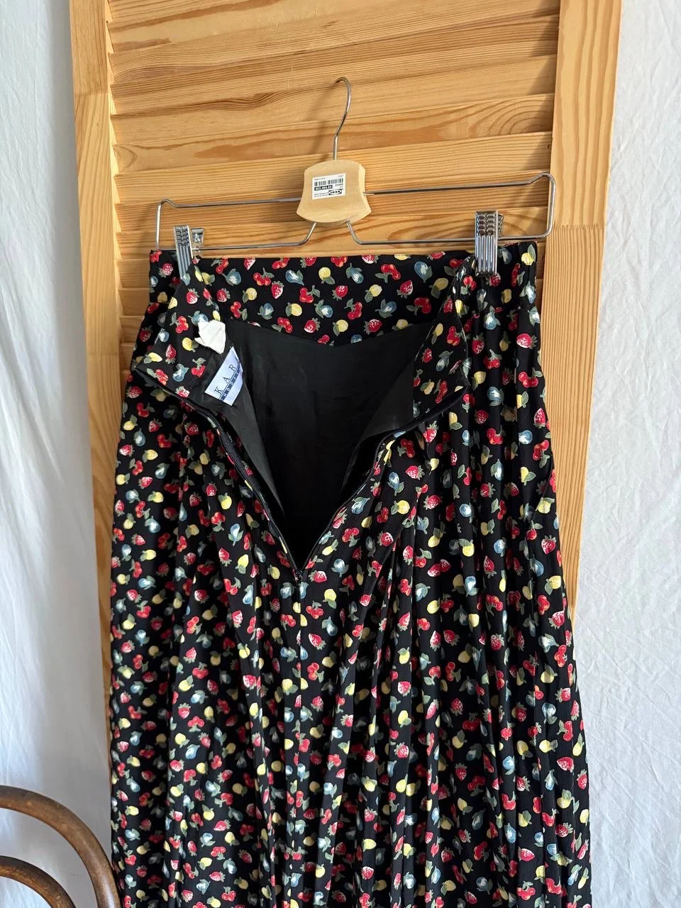 Винтажная юбка миди с фруктами /ягодами 44 S M - изображение 1