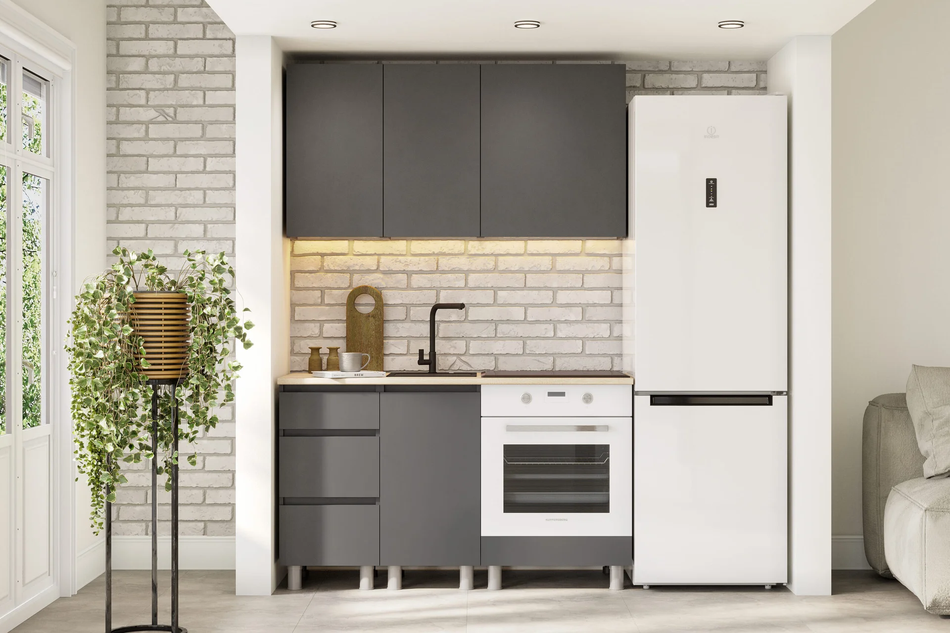Кухня из ЛДСП 1400 графит - изображение 1