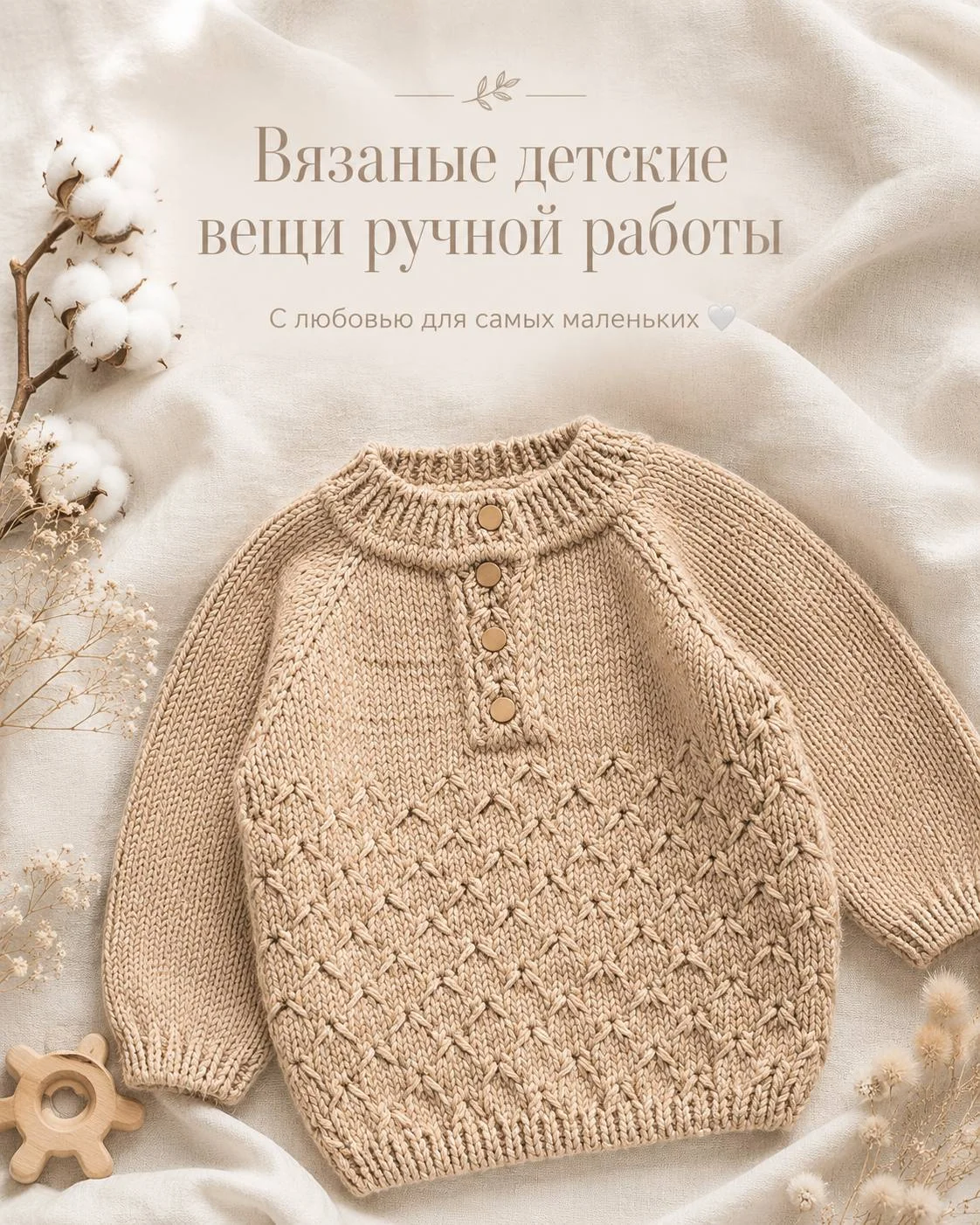 Джемпер для девочки 6-9 месяцев ручная работа - миниатюра 2