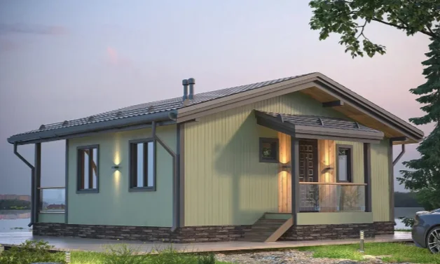 Каркасный дом 9х8,5 с террасой и крыльцом - миниатюра 2
