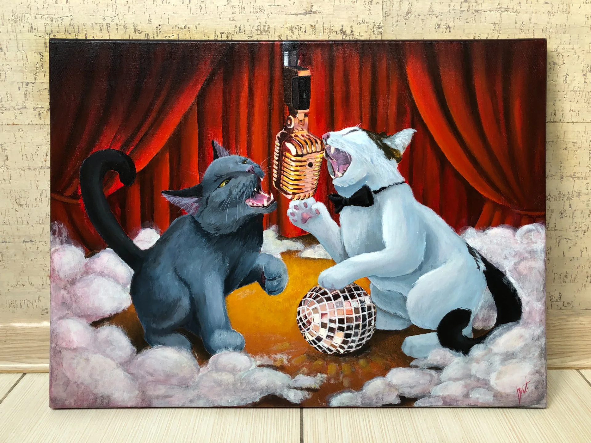 Картина с Поющими котами "Мартовские коты" холст, акрил - миниатюра 6