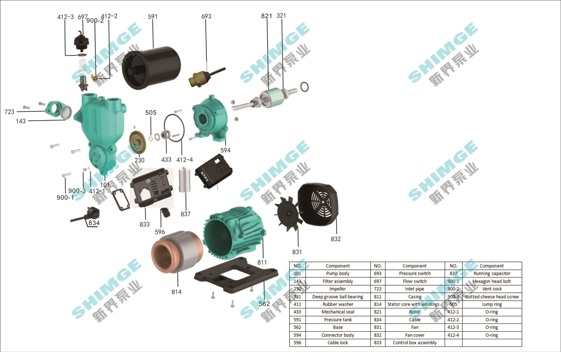 SHIMGE PW 550F – Автоматическая насосная станция для водоснабжения - миниатюра 4