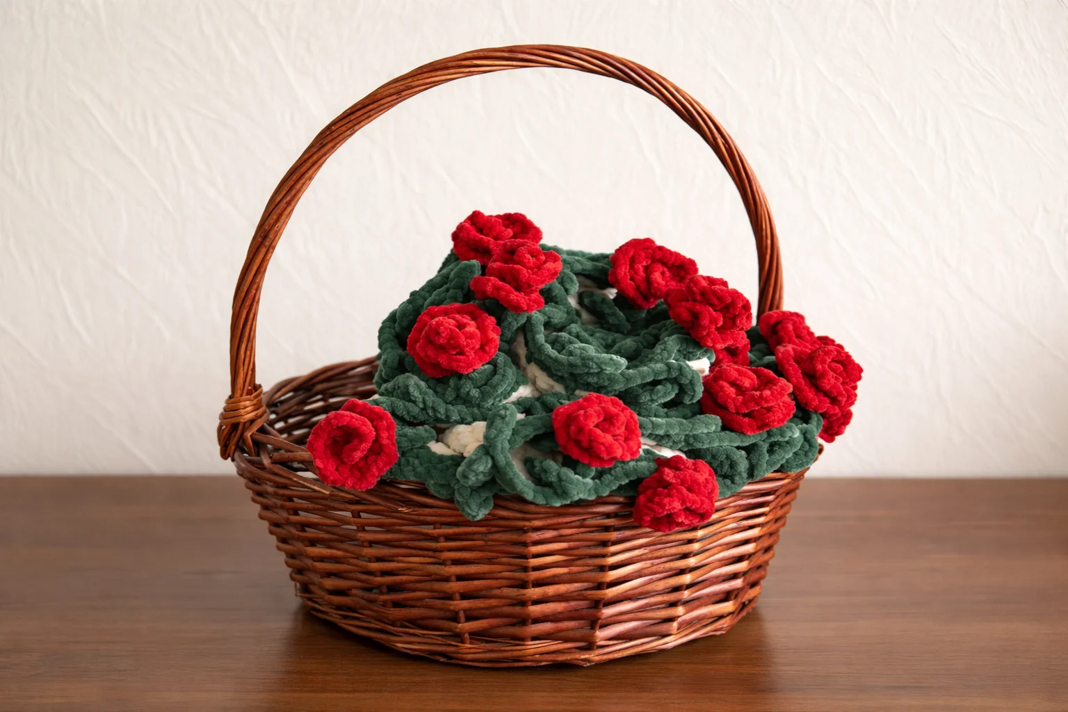 🌹 Вязаный плед с объемными розами - изображение 1