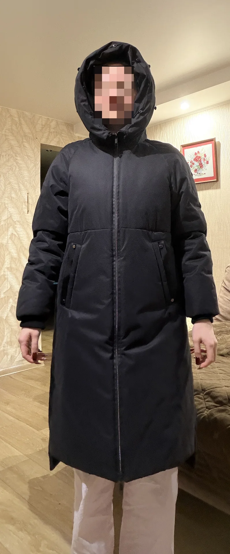 Зимний длинный женский пуховик - миниатюра 2