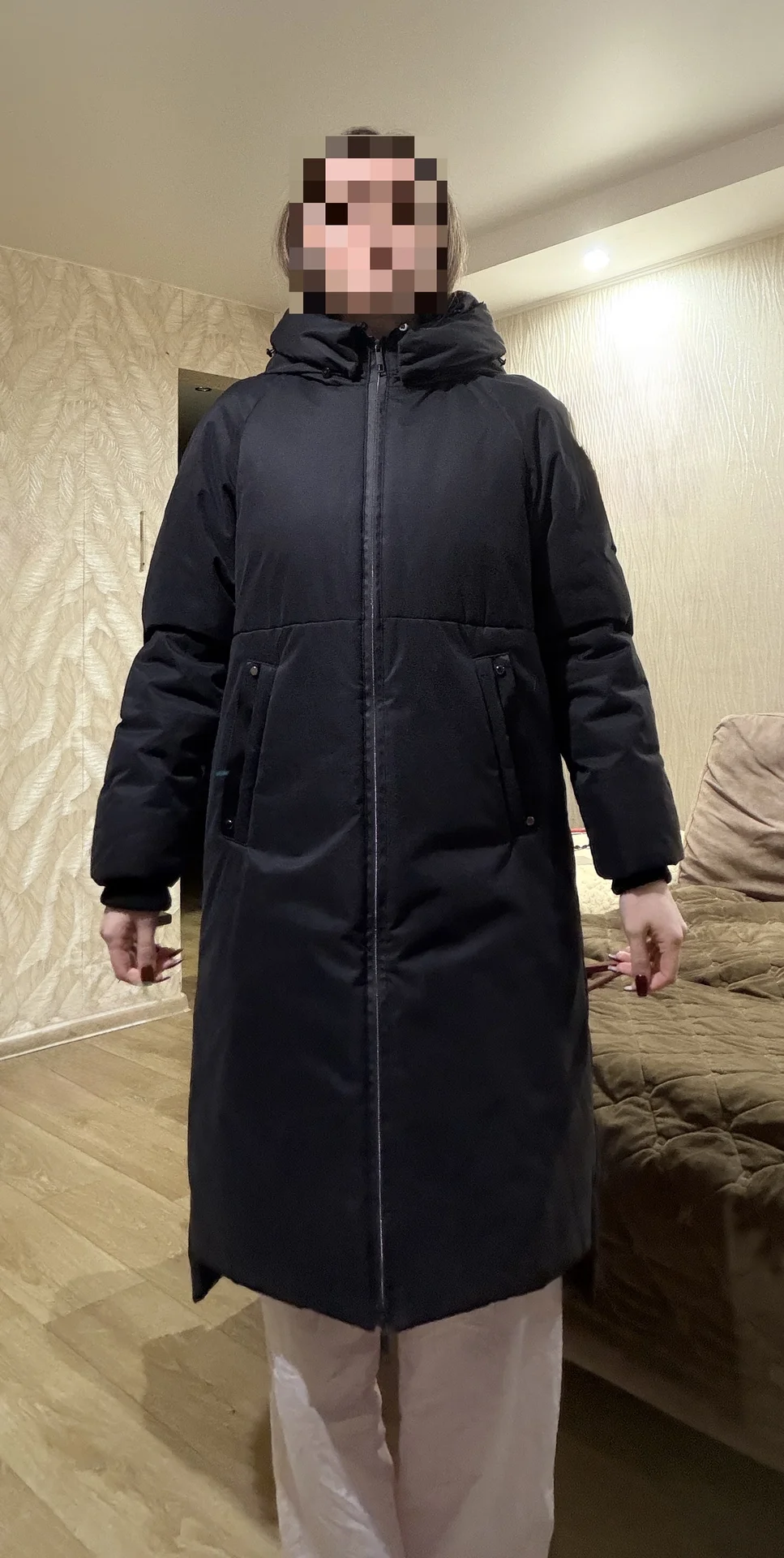 Зимний длинный женский пуховик - миниатюра 3