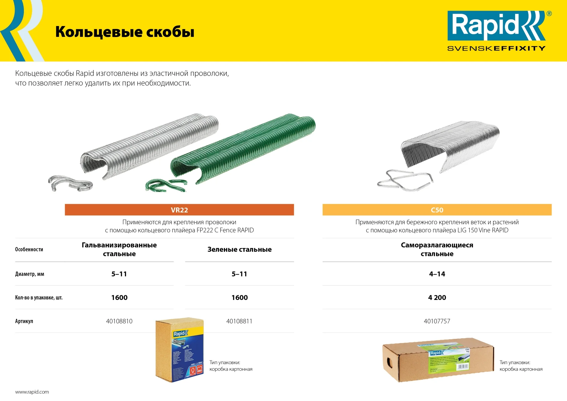RAPID С50, 4 - 14 мм, 4200 шт, кольцевые профессиональные скобы для LIG150 (40107757) - миниатюра 2