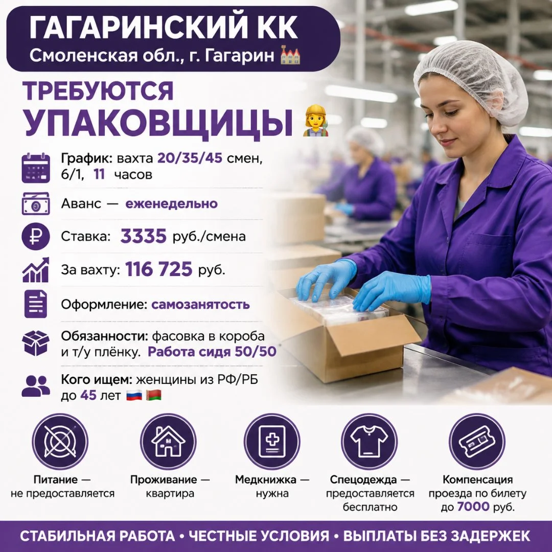 Вахта упаковщица с проживанием - изображение 1
