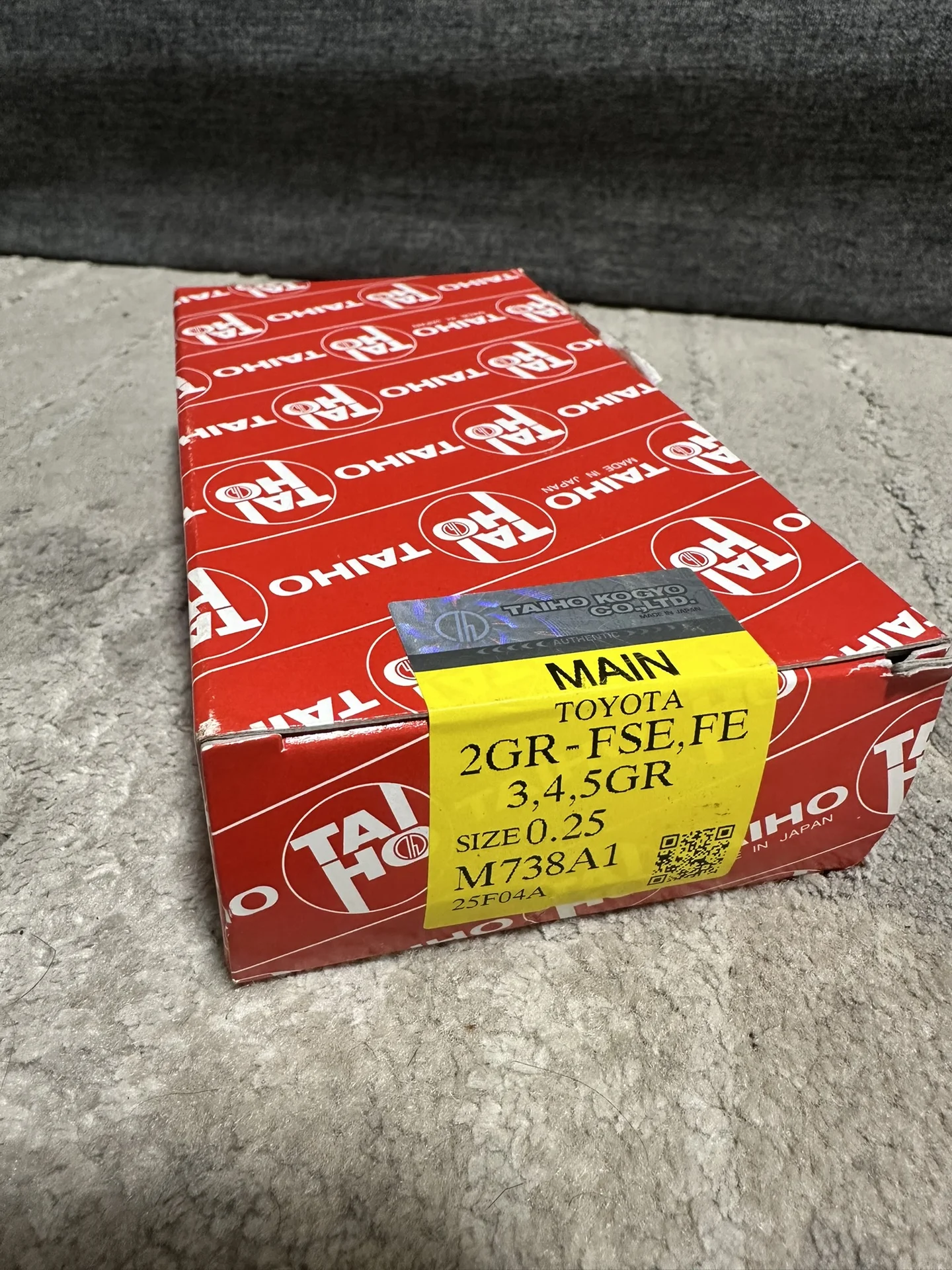 Вкладыши коренные Taiho M738A1 0.25 Toyota 2GR-FSE/FE 3/4/5GR, новые - изображение 1