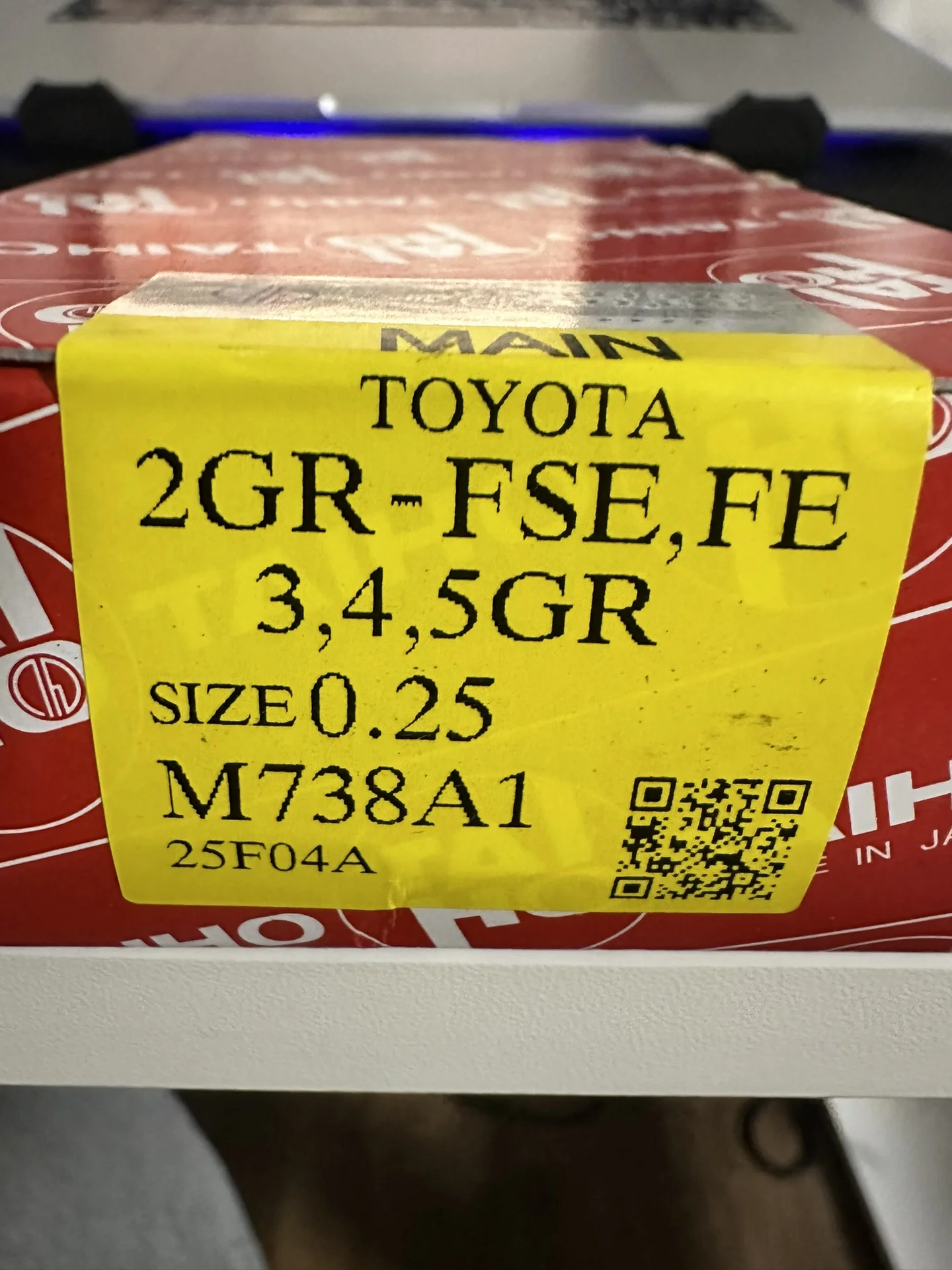 Вкладыши коренные Taiho M738A1 0.25 Toyota 2GR-FSE/FE 3/4/5GR, новые - миниатюра 2