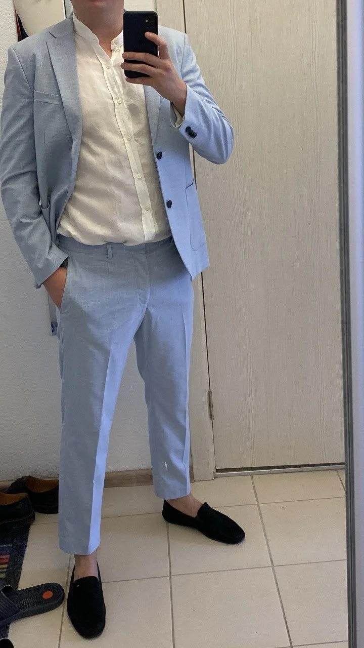мужской костюм HM slim fit 50/52 - миниатюра 2