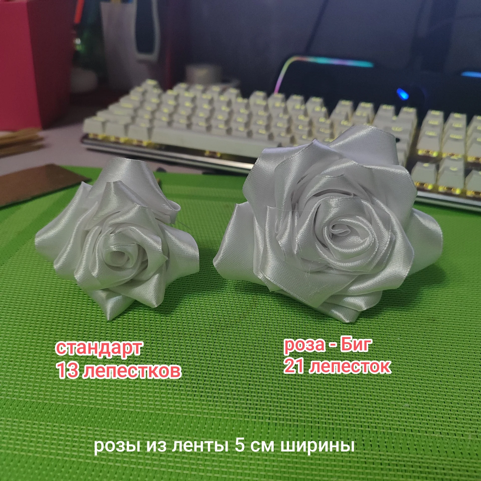 Корзина с розами из атласных лент - изображение 1