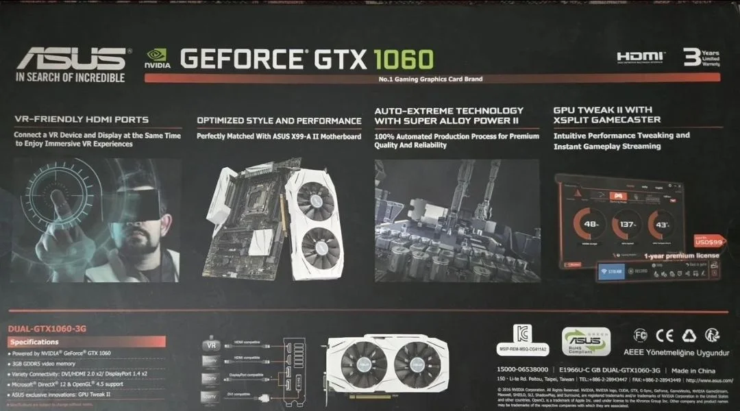 Видеокарта ASUS GTX 1060 Dual 3GB - миниатюра 2