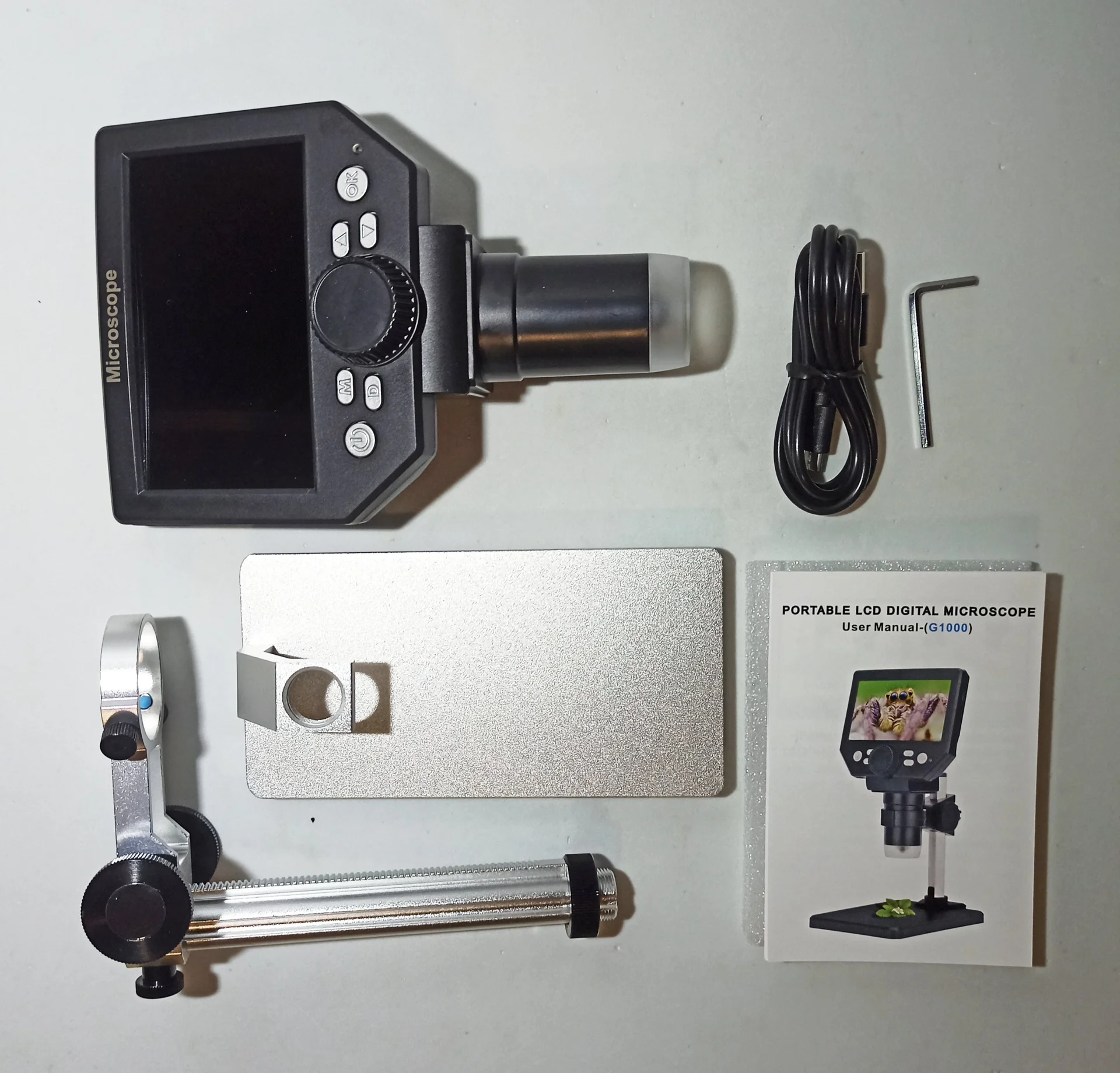 Цифровой микроскоп G1000 8MP 4,3" HD экран на металлической подставке с регулировкой высоты - миниатюра 3