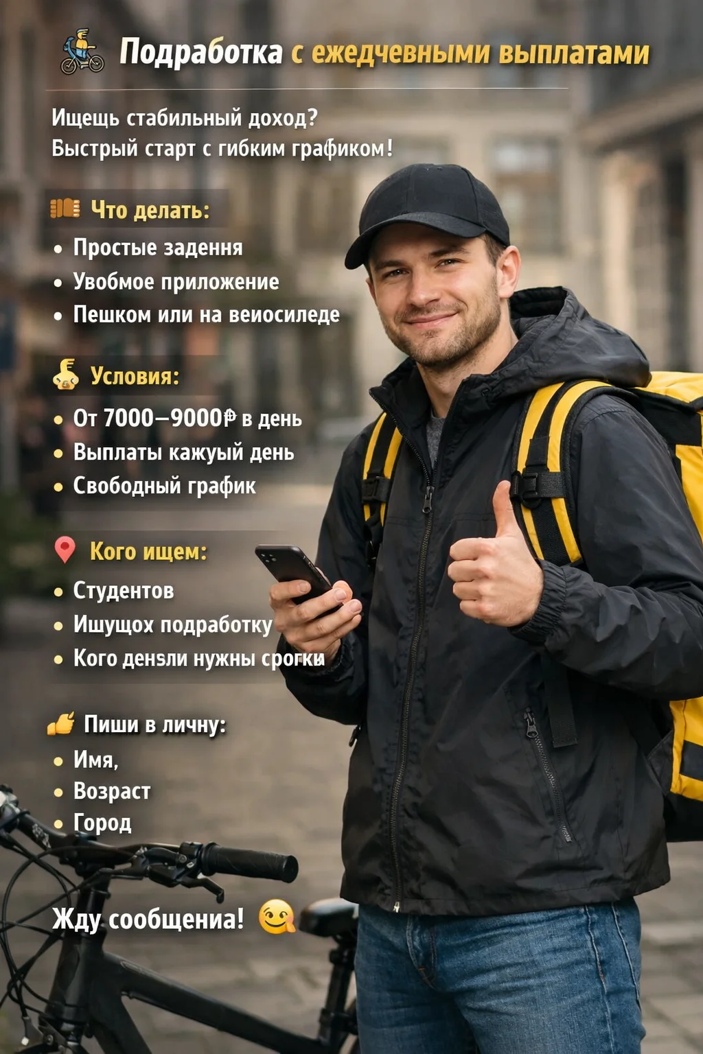🚴♂️ Подработка с ежедневными выплатами - изображение 1