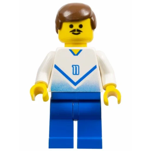 Минифигурка LEGO soc085 Soccer Player White & Blue - изображение 1