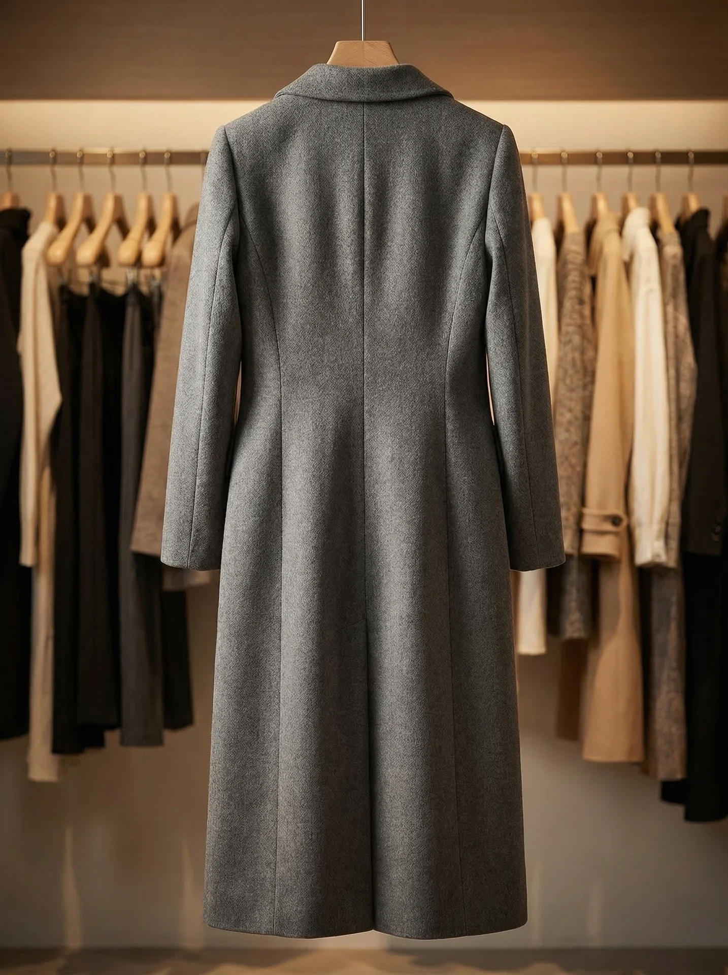 Женское пальто Massimo Dutti серого цвета - миниатюра 2