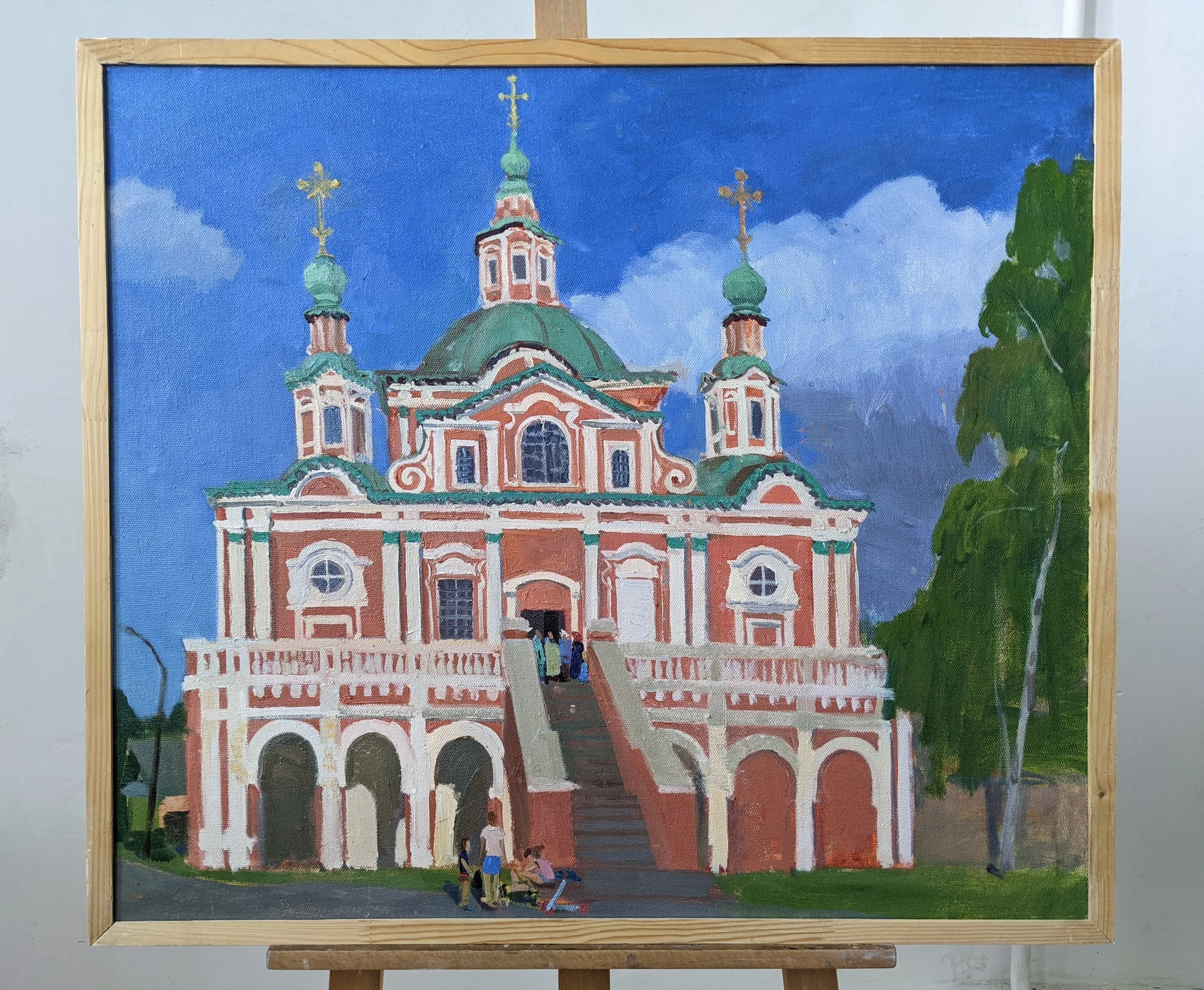 Картина маслом в раме, церковь - миниатюра 2