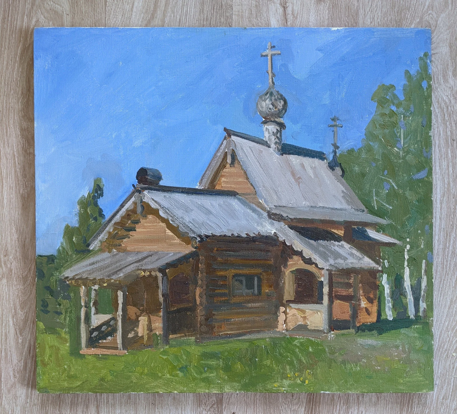 Картина маслом на холсте, церковь - миниатюра 3