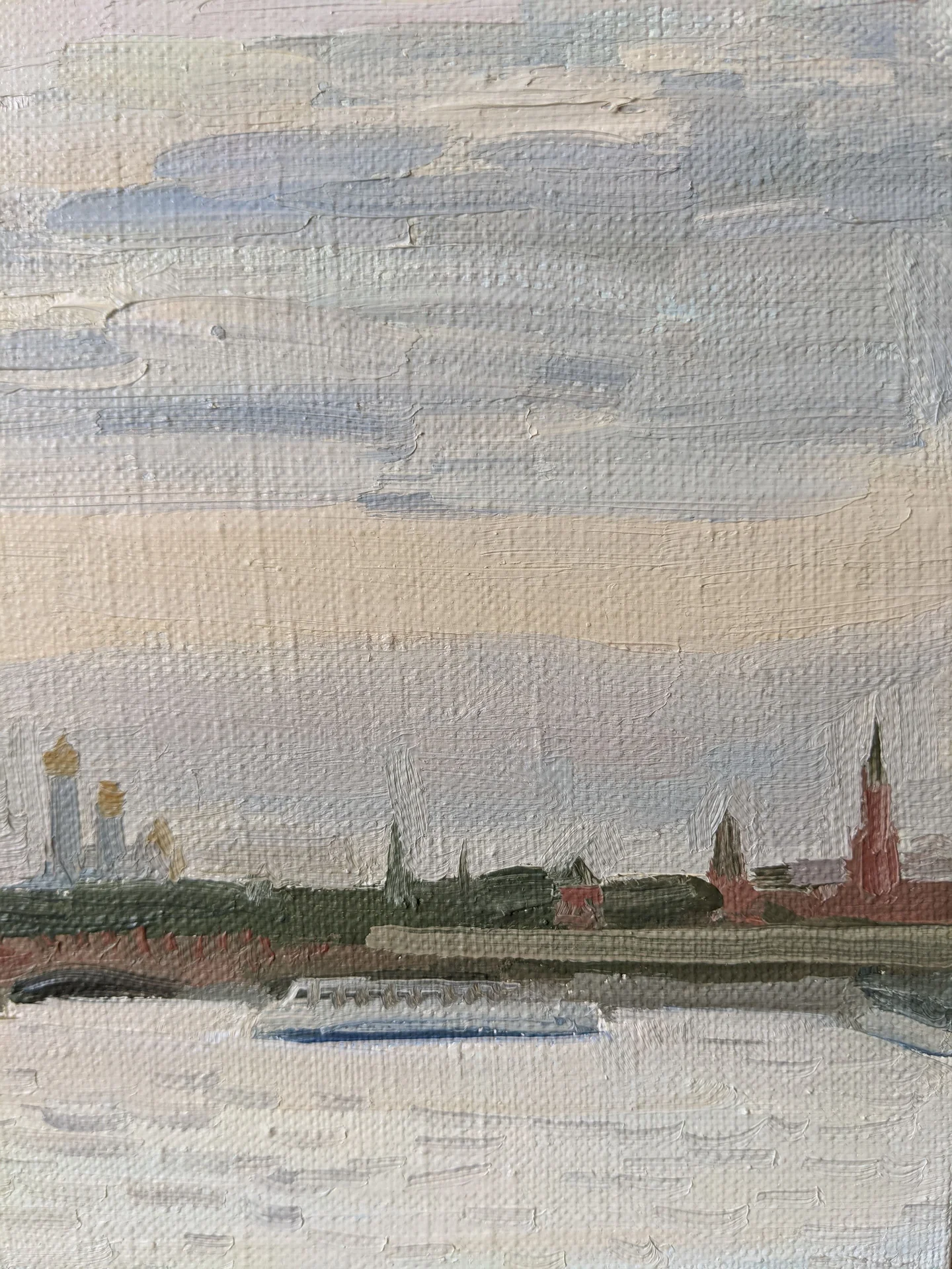 Этюд маслом га холсте, Москва река - миниатюра 3