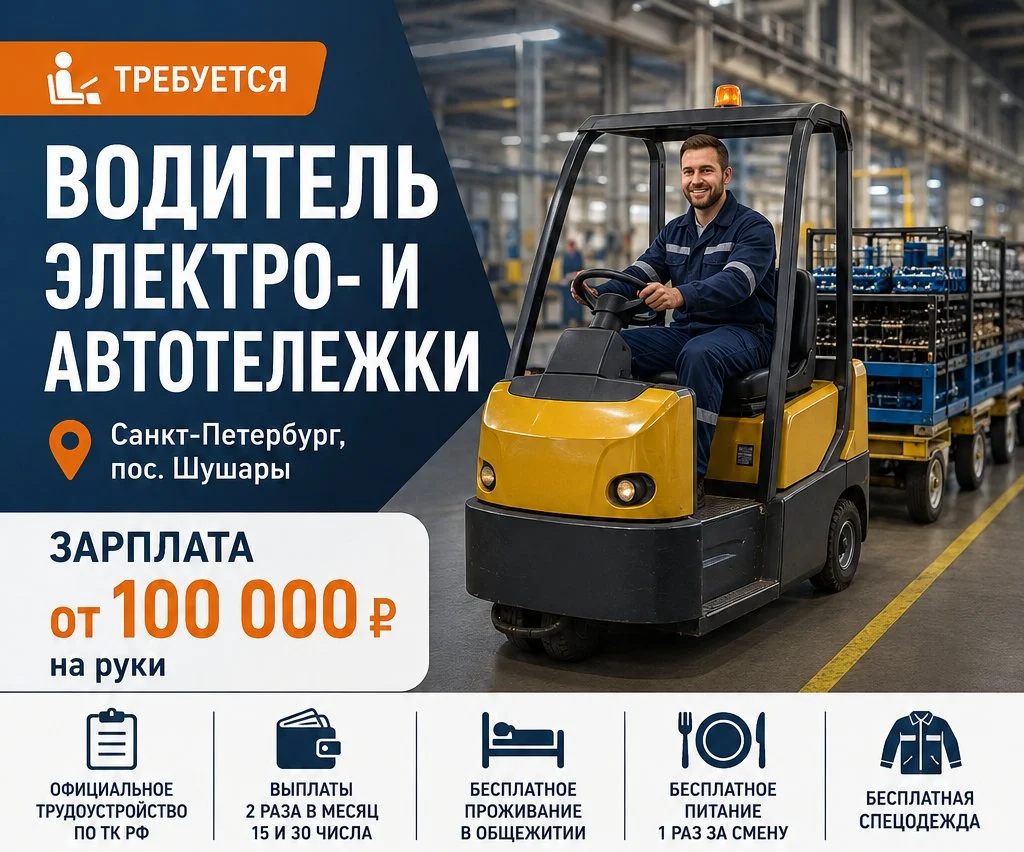 САНКТ-ПЕТЕРБУРГ ТРЕБУЮТСЯ ВОДИТЕЛИ ЭЛЕКТРОТЕЛЕЖКИ - изображение 1