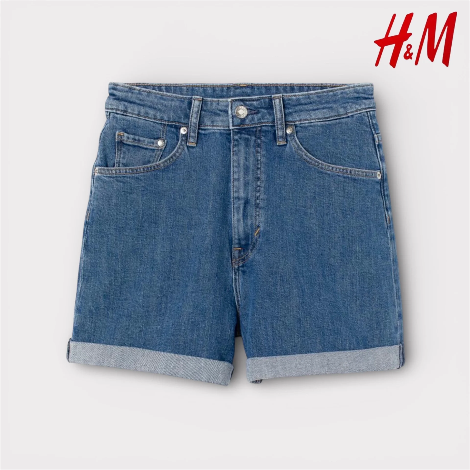 Шорты джинсовые H&M XS (34) высокая посадка - изображение 1