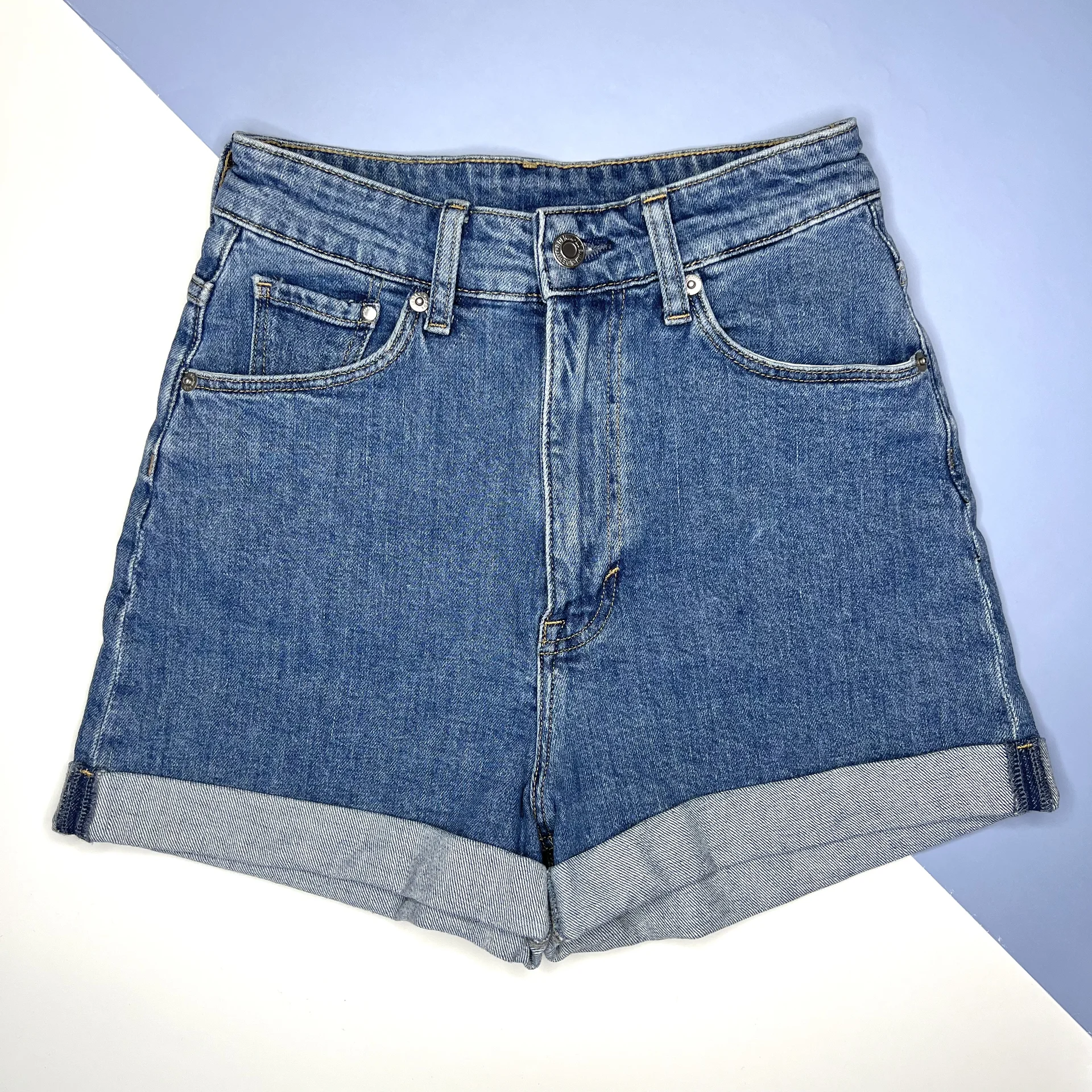 Шорты джинсовые H&M XS (34) высокая посадка - миниатюра 2