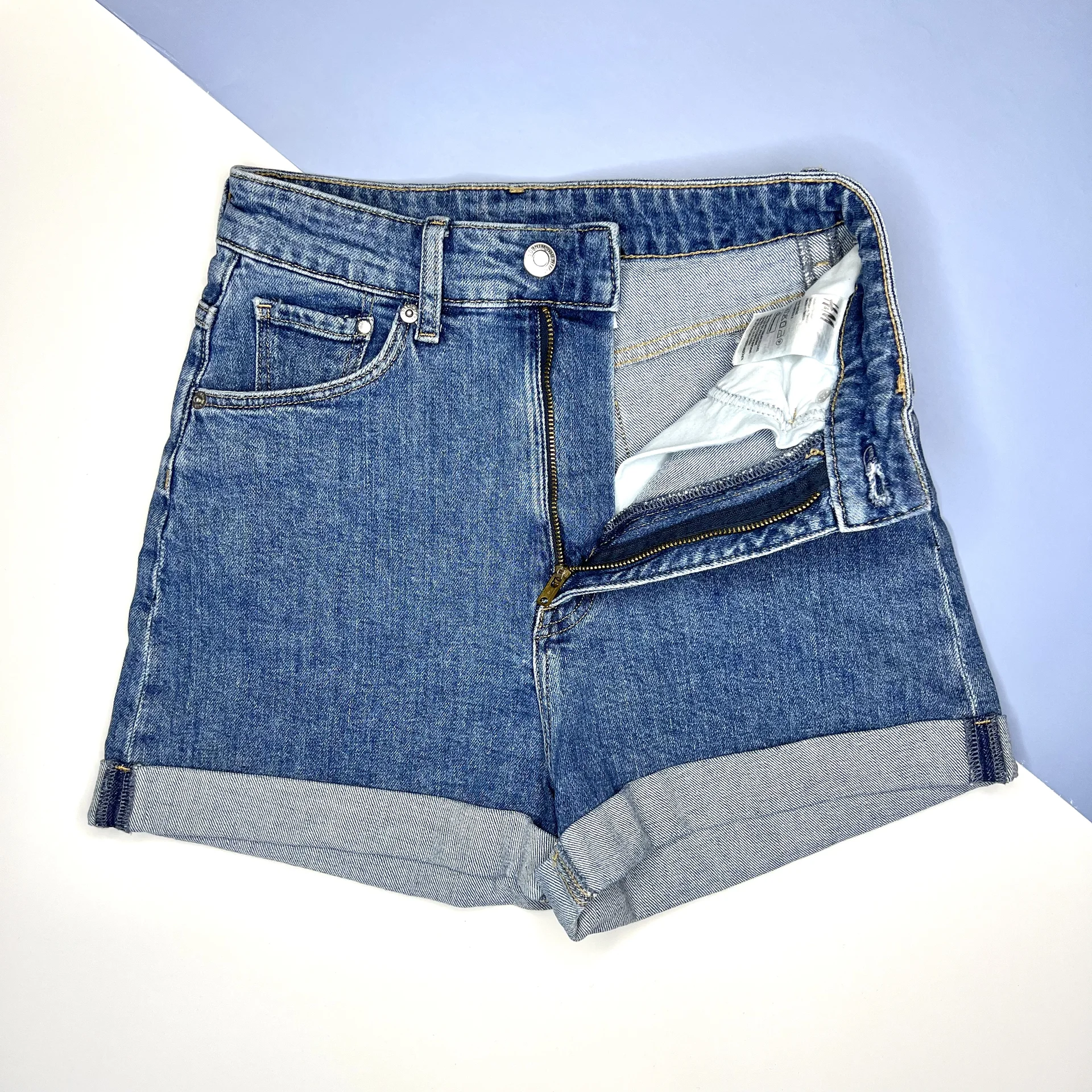 Шорты джинсовые H&M XS (34) высокая посадка - миниатюра 4