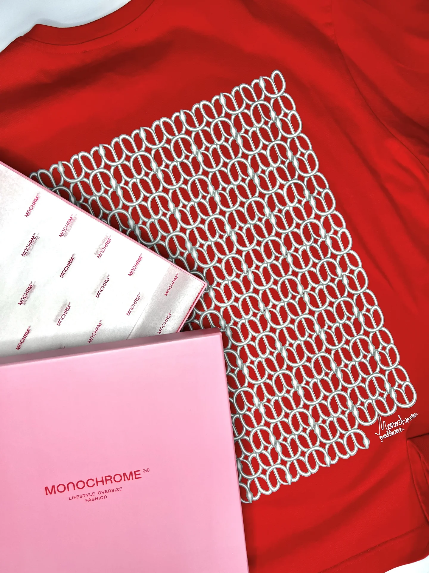 Футболка Monochrome pattern лимитка красная - миниатюра 3