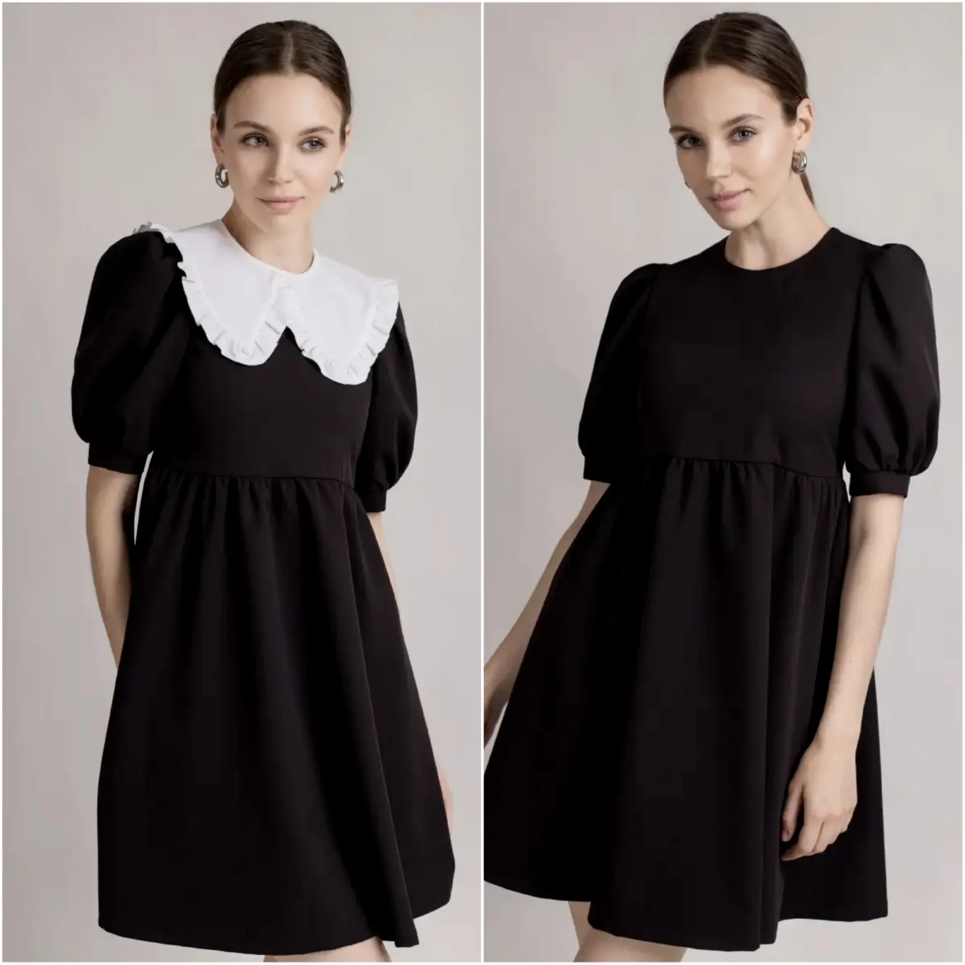 Платье с белым воротником XS черное школьное - изображение 1