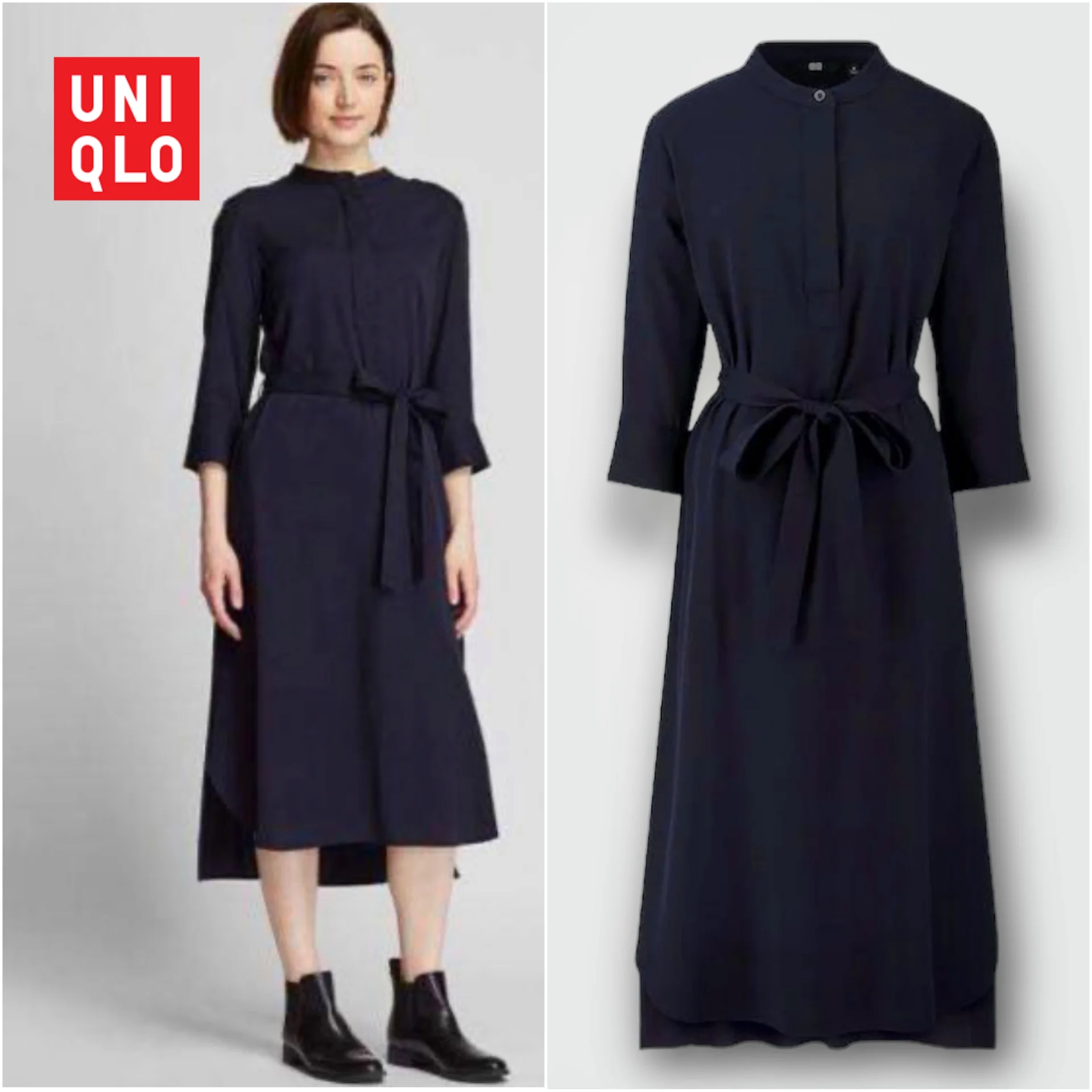 Платье UNIQLO S туника вискоза синие - изображение 1