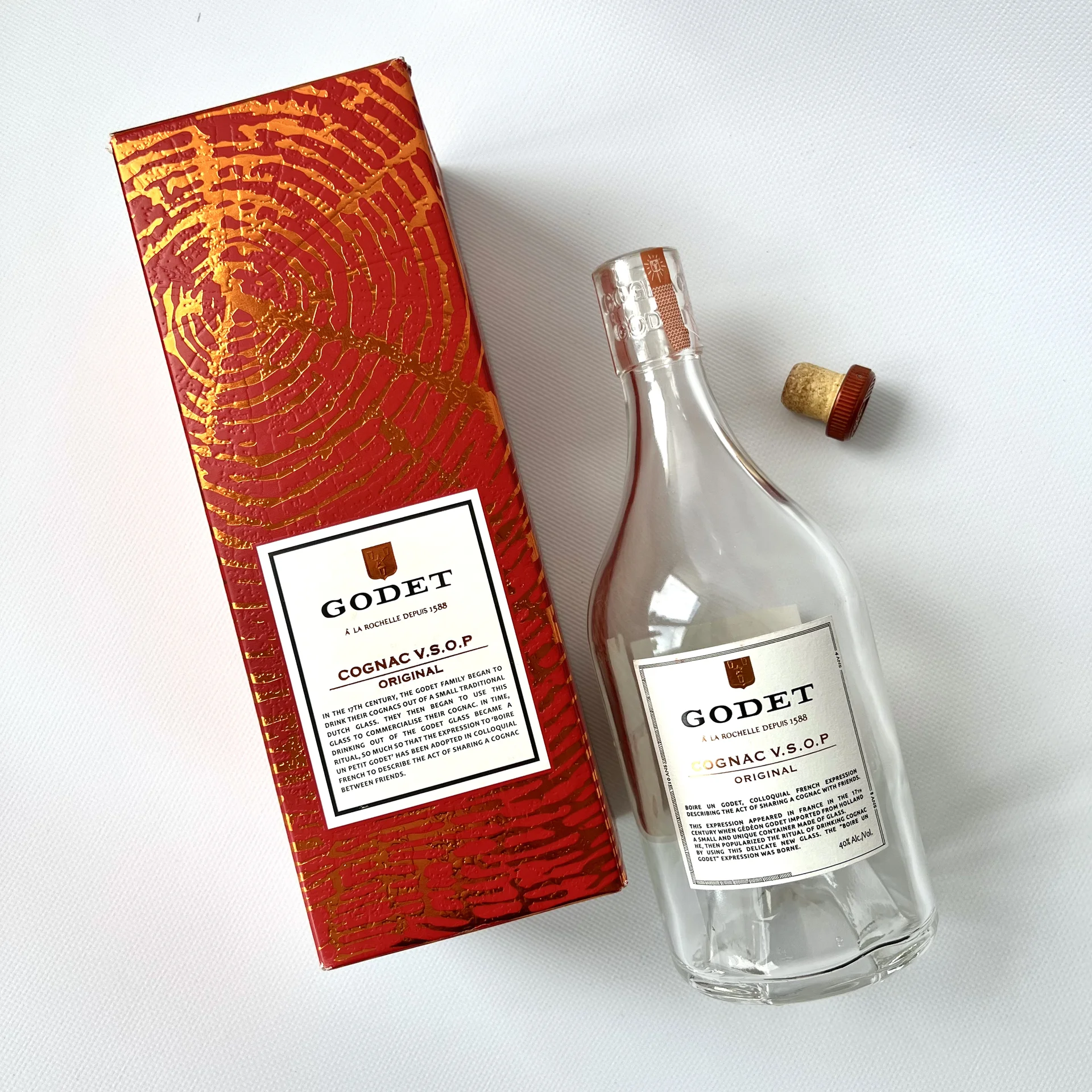 Бутылка Godet от французского коньяка пустая - миниатюра 3