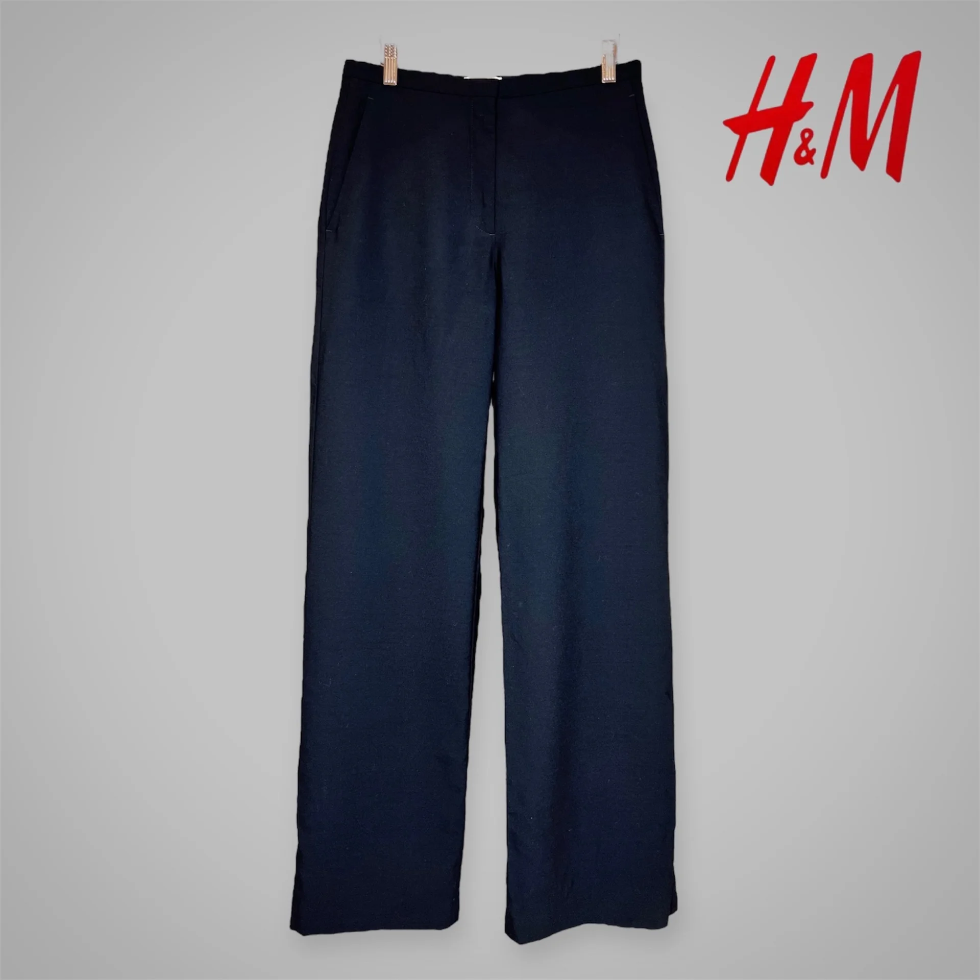 Брюки шерсть H&M 36 черные женские - изображение 1