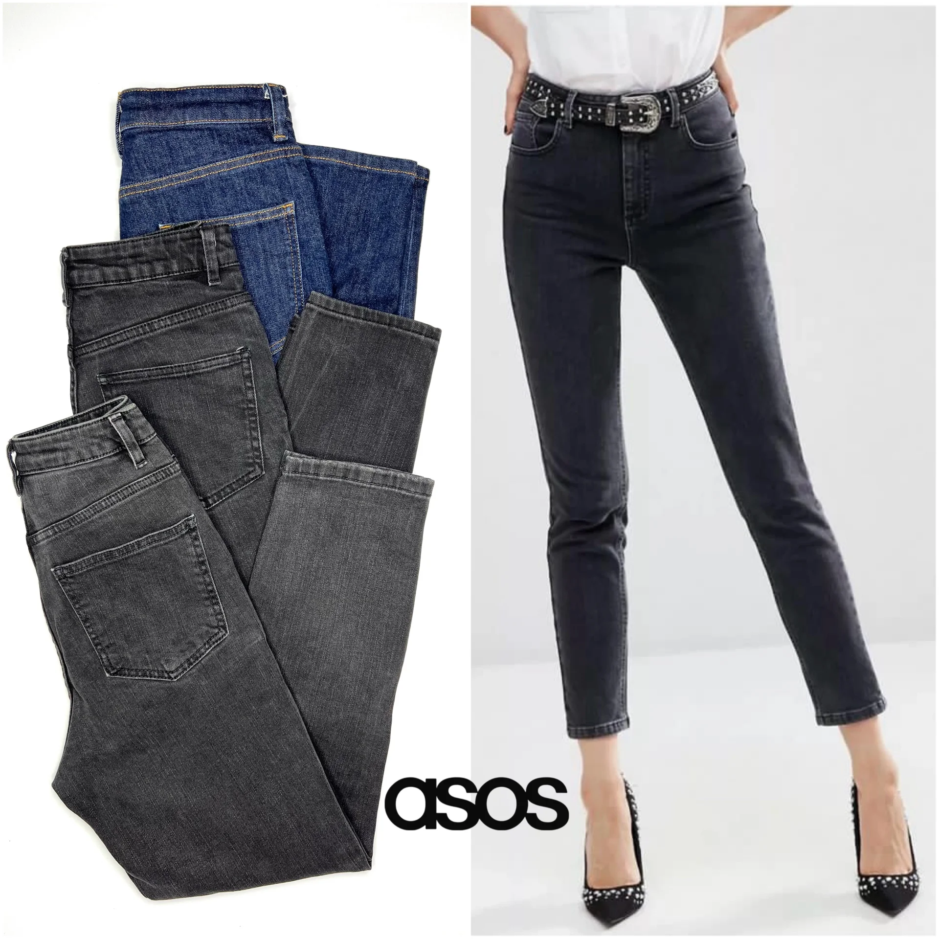 Джинсы ASOS 26/30 женские серые синие - изображение 1