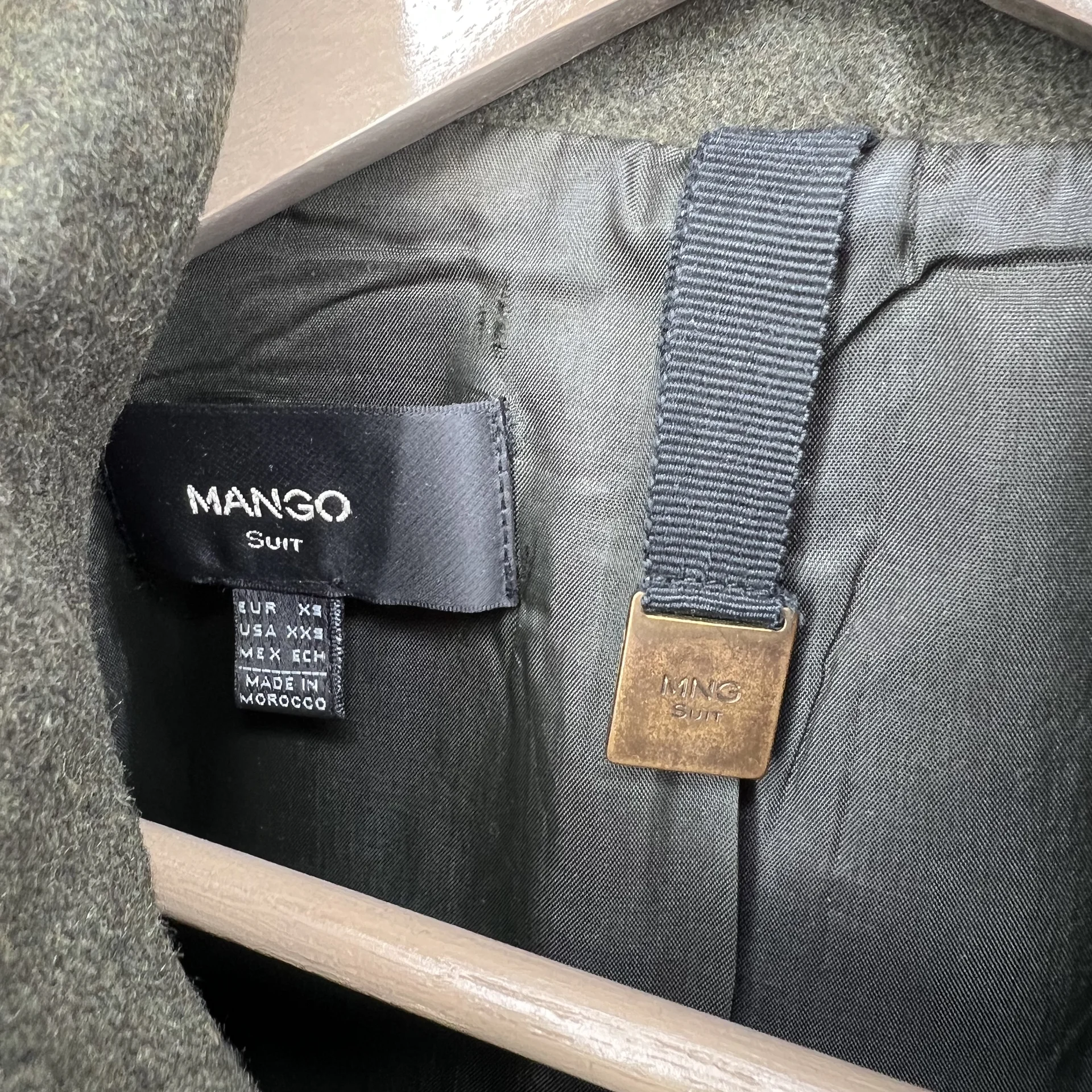 Пальто Mango XS шерстяное хаки зеленое тренч - миниатюра 8