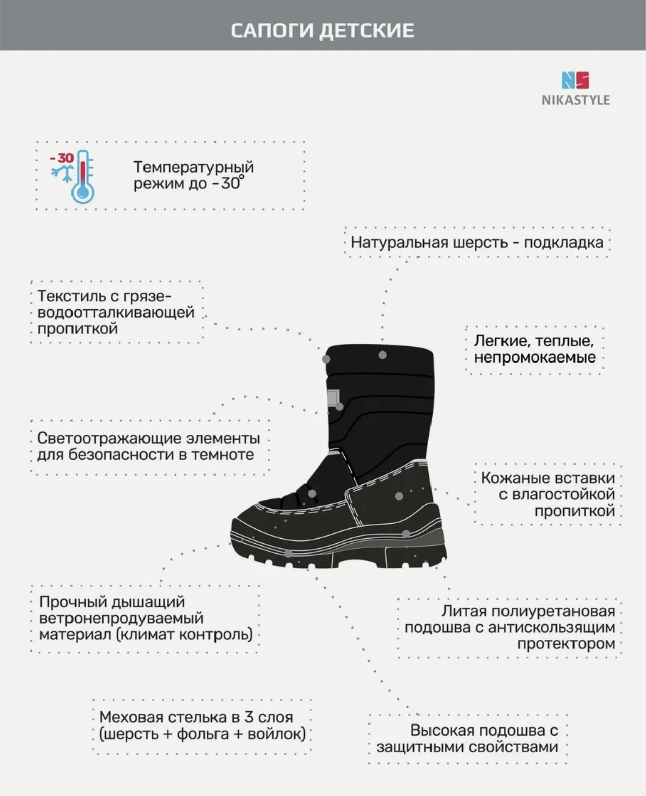 Дутики сапоги зимние 26 (17 см) детские - миниатюра 9