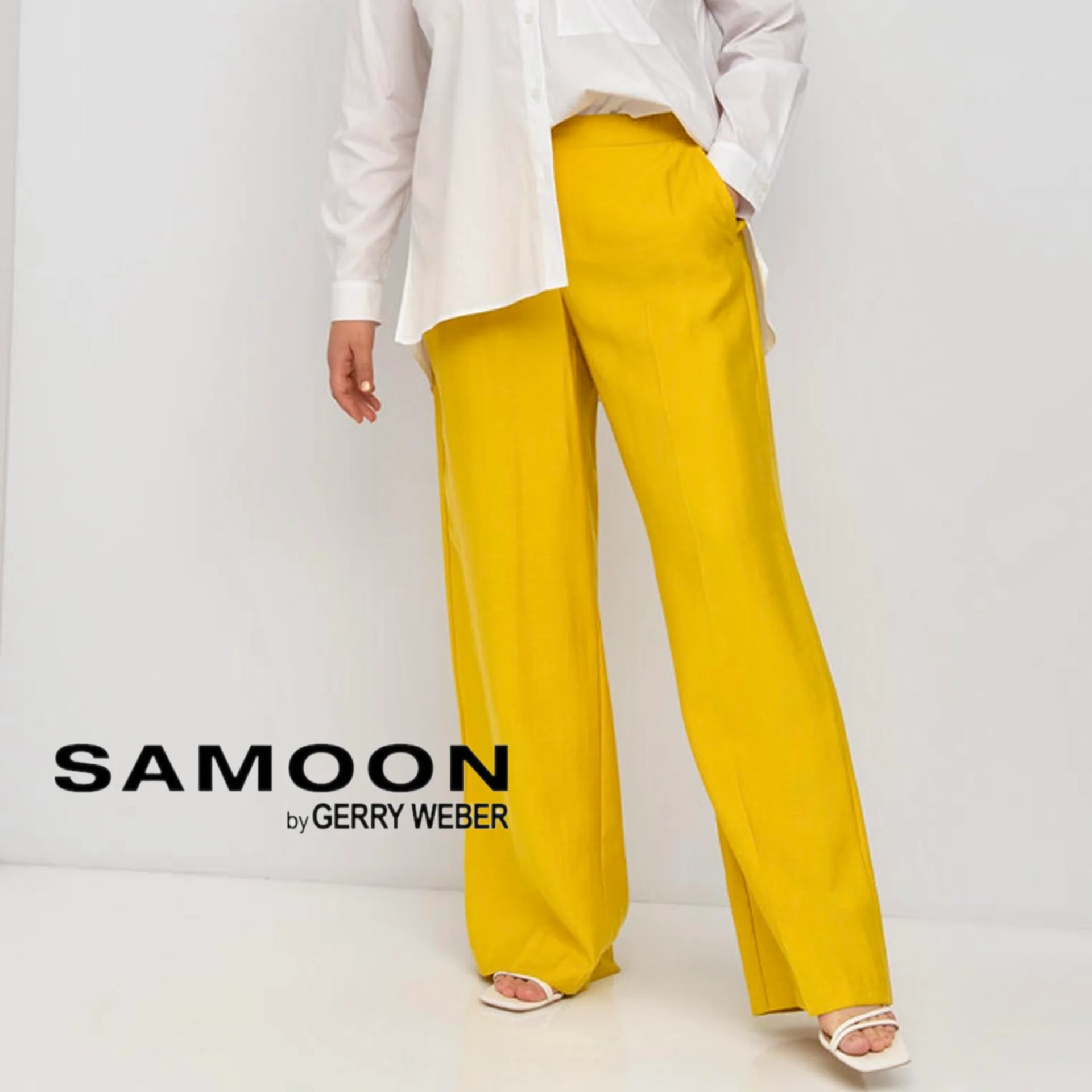 Брюки Samoon by Gerry Weber р.50 желтые женские - изображение 1