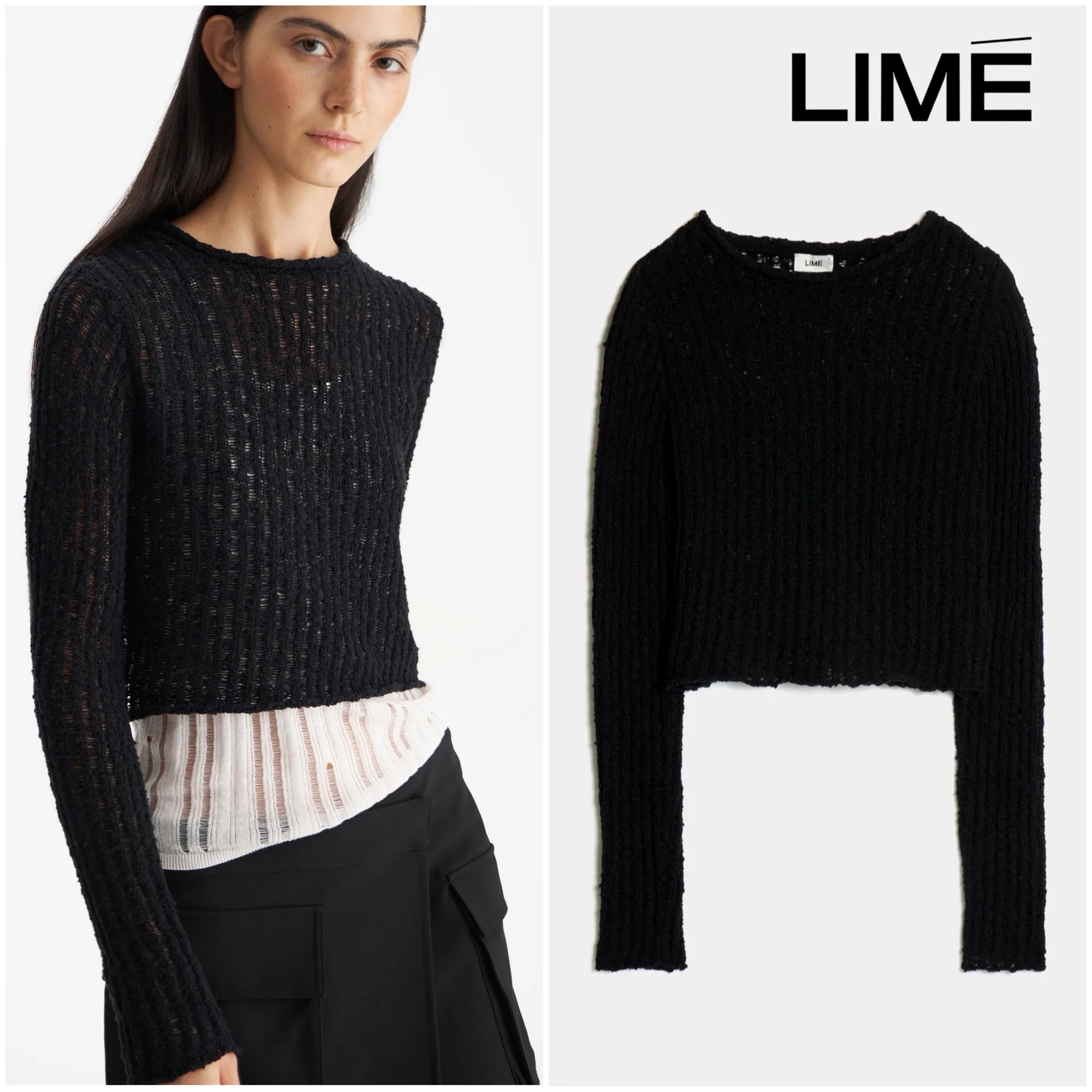 Ажурный свитер Lime S укороченный топ вязаный - изображение 1