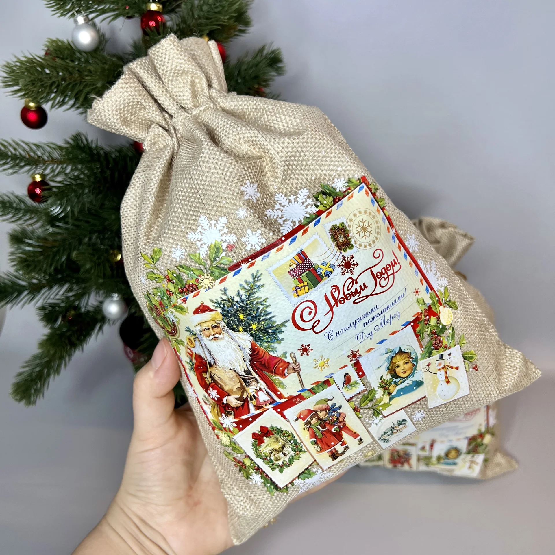 Мешок для Новогоднего подарка, упаковка для конфет - миниатюра 2