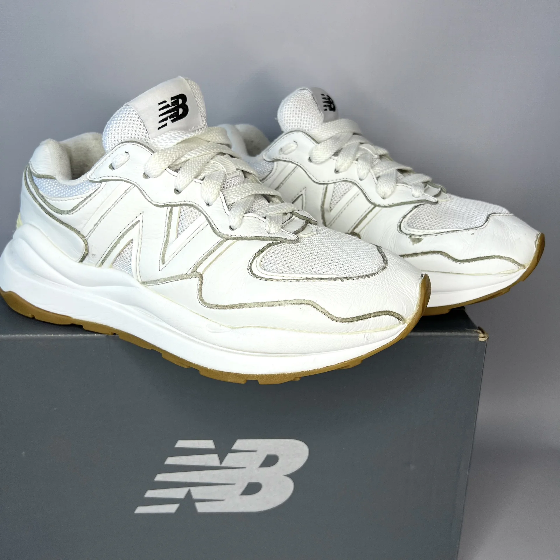 Кроссовки New Balance кожаные белые 38,5 оригинал - миниатюра 2