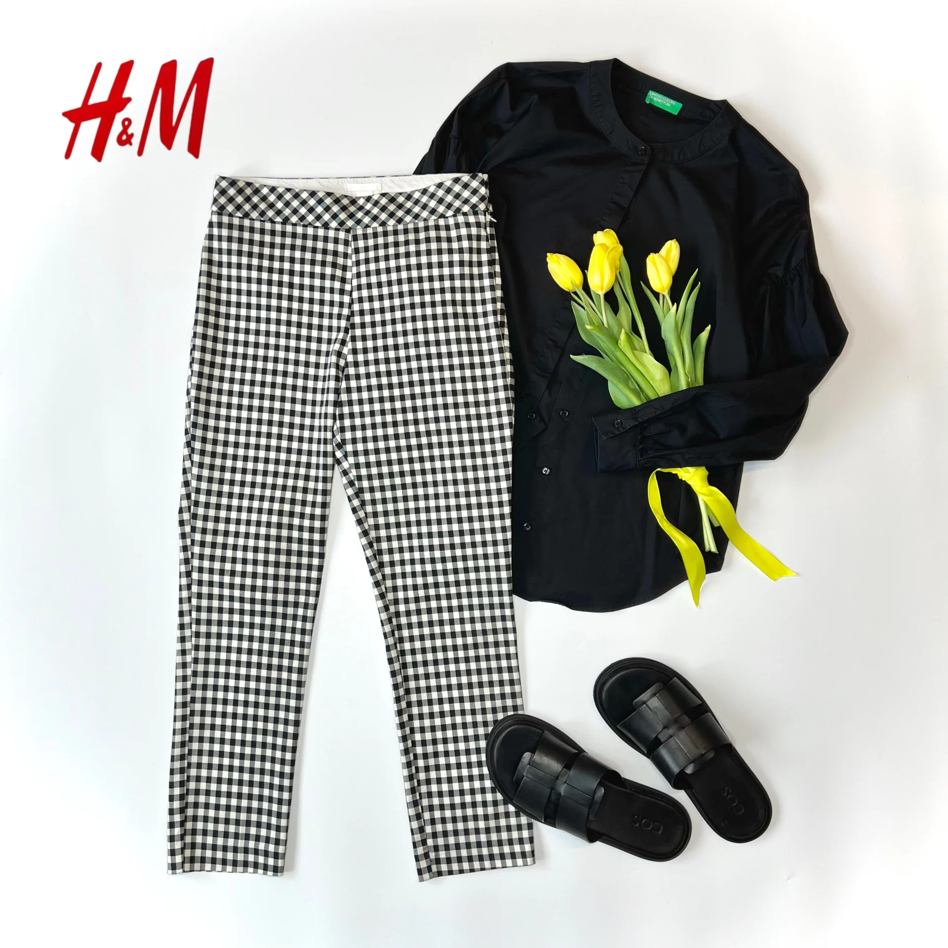 Брюки H&M 38 (M) женские в клетку штаны - изображение 1