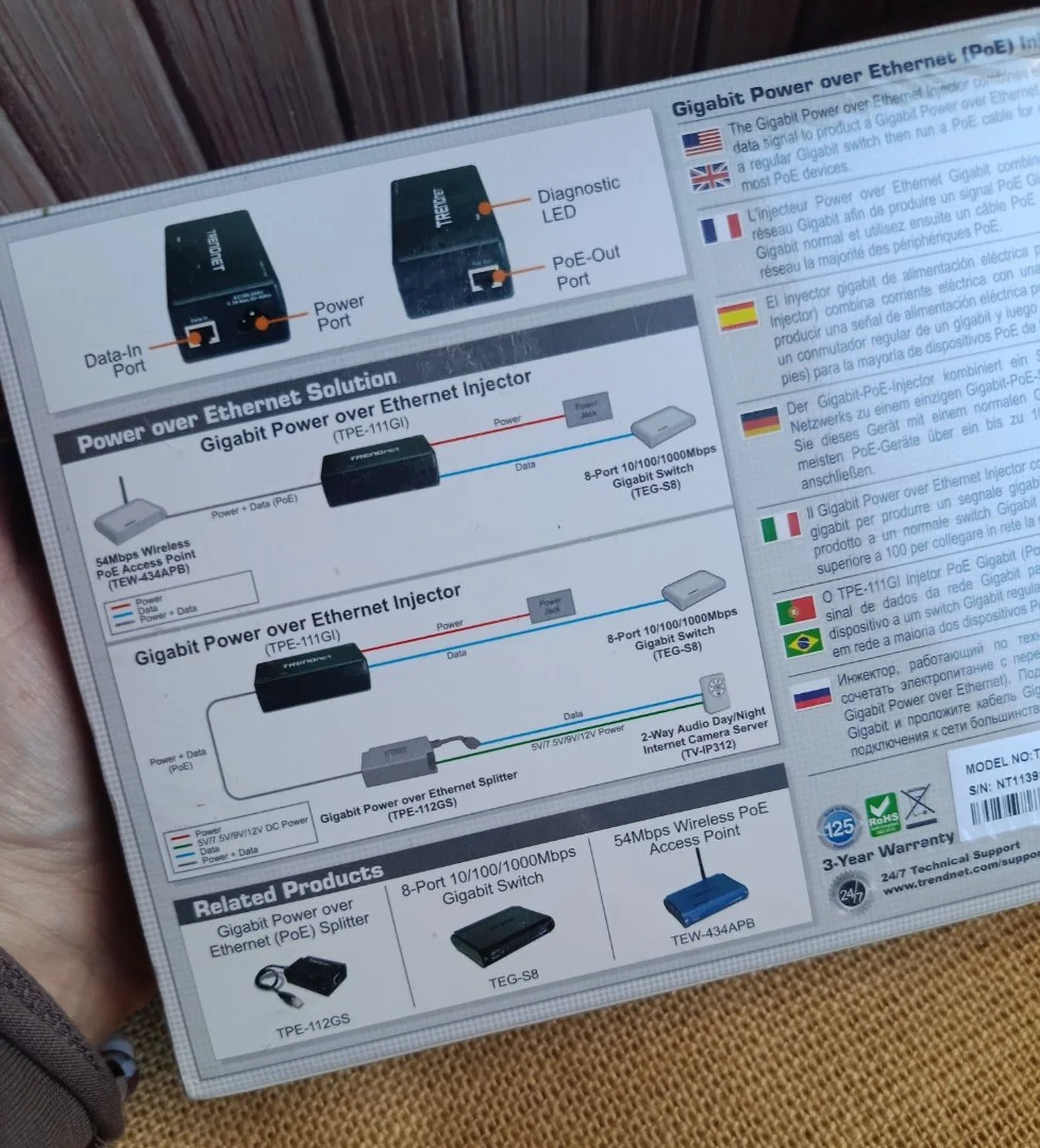 Инжектор TRENDnet Gigabit Power over Ethernet (PoE), модель TPE-11101 - миниатюра 3