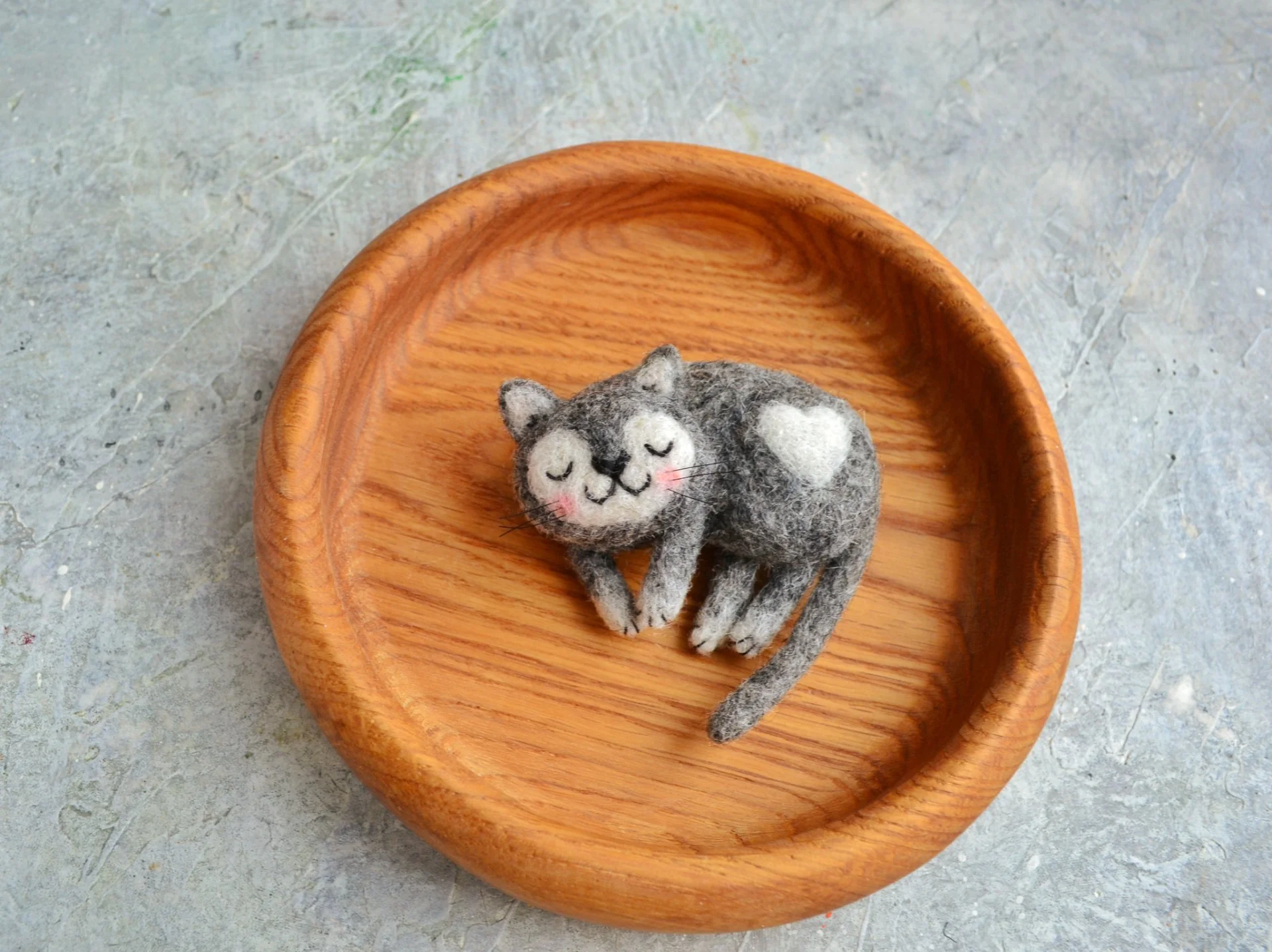 Валяная брошь котик - миниатюра 3
