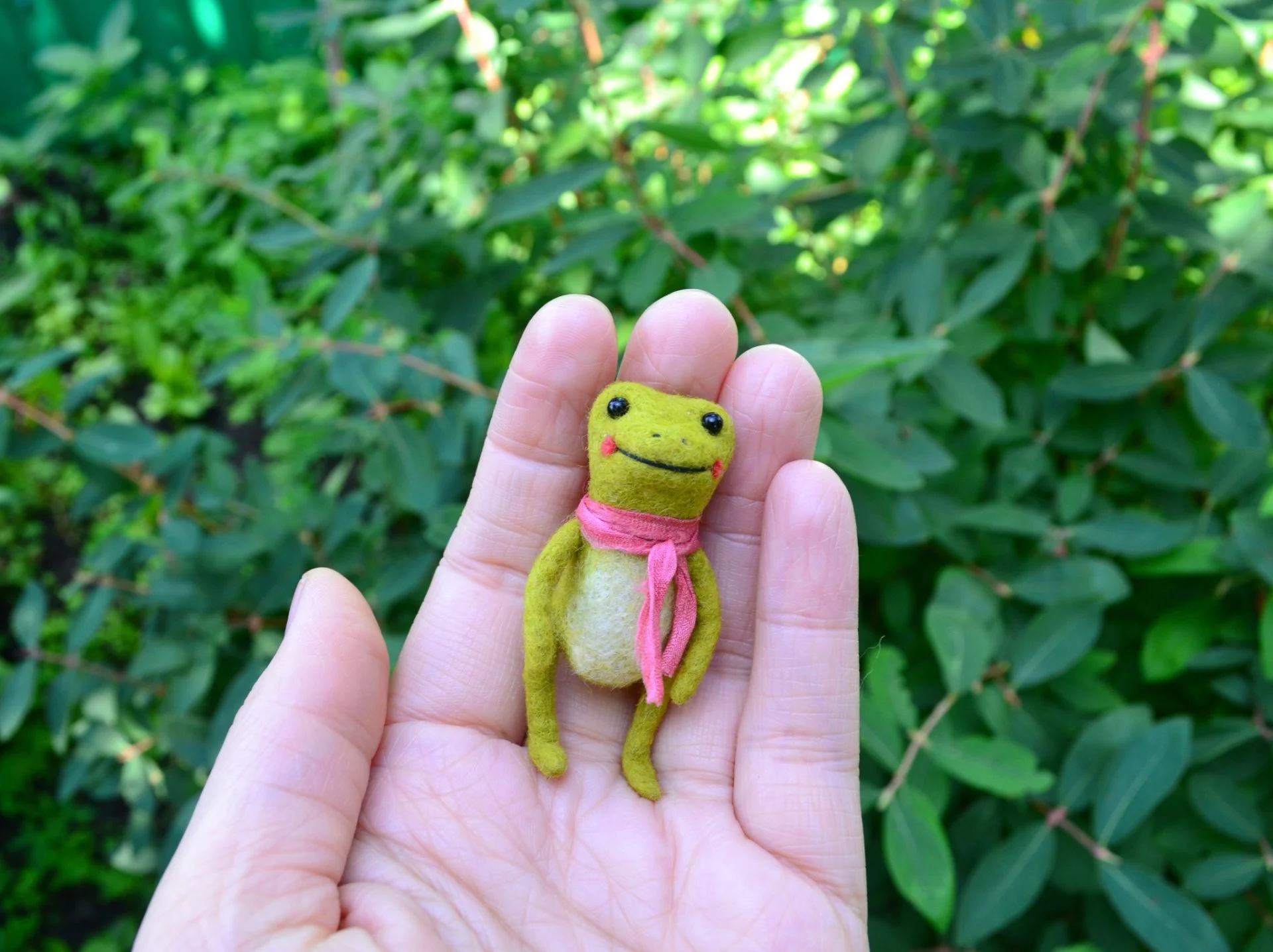 Валяная игрушка лягушка - миниатюра 2