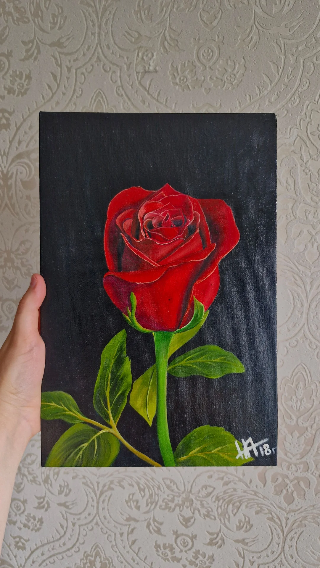 Картина маслом "Роза красная" 20х30 см - изображение 1