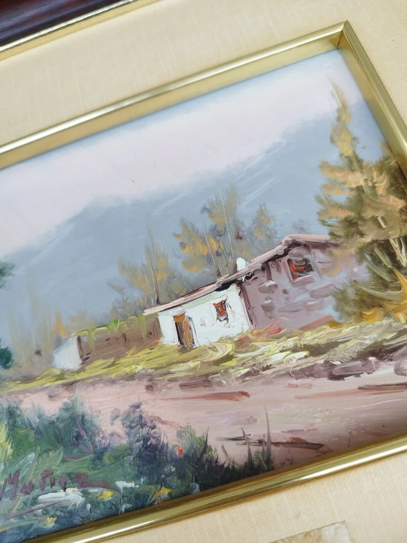 Картина масло 33*29см Испания винтаж - миниатюра 5